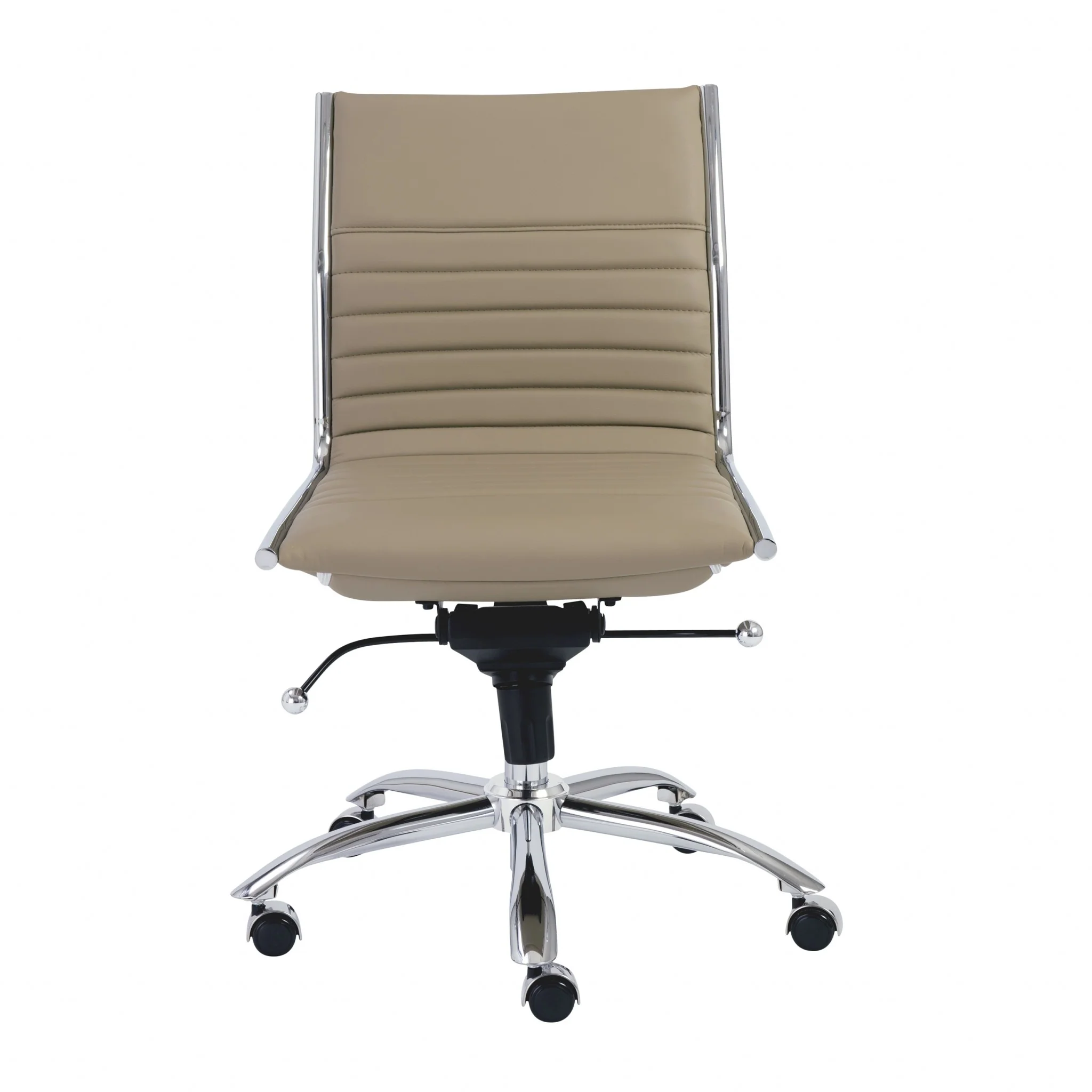 Low Back Office Chair without Armrests in Gray with Chromed Steel Base By Homeroots - Image 7