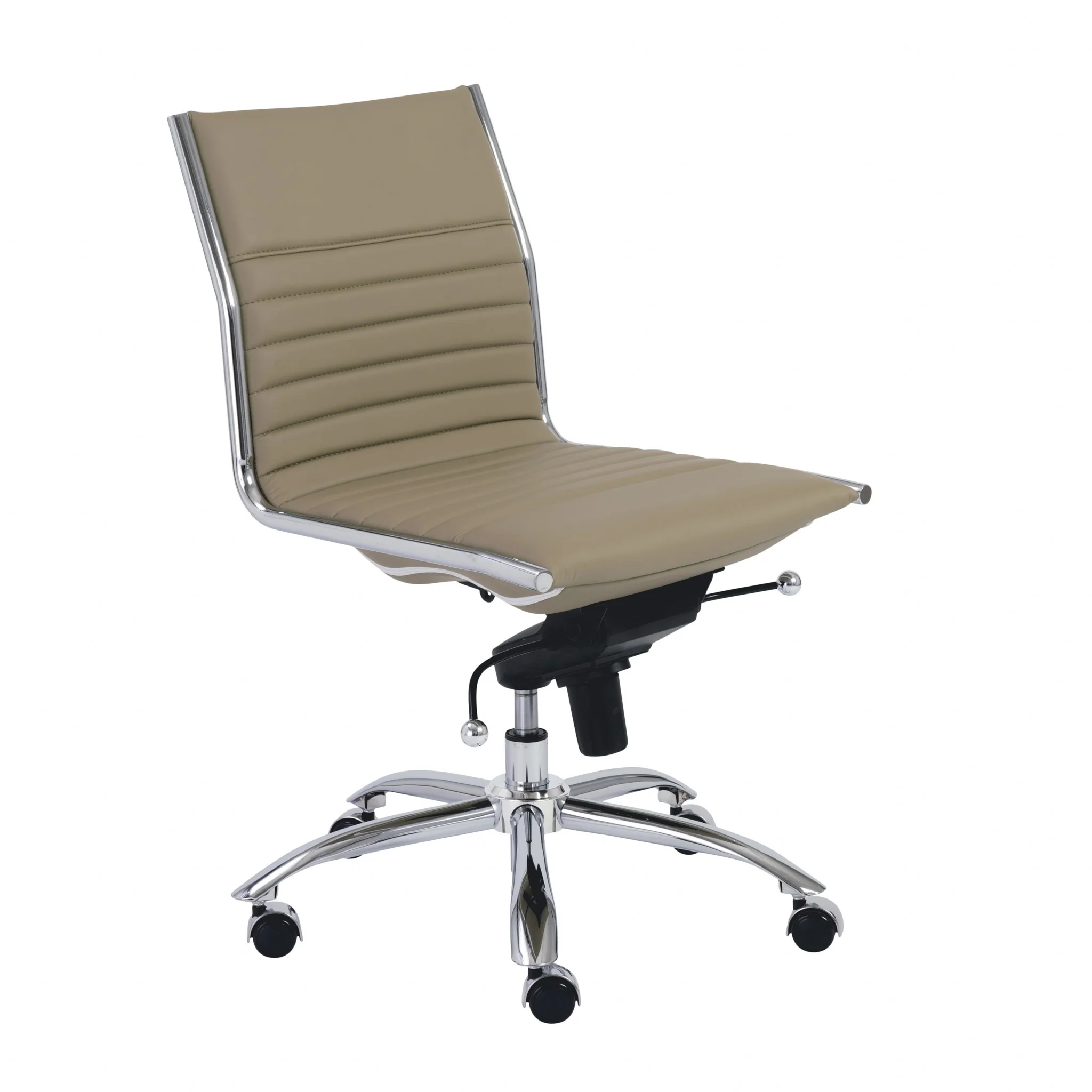 Low Back Office Chair without Armrests in Gray with Chromed Steel Base By Homeroots - Image 8