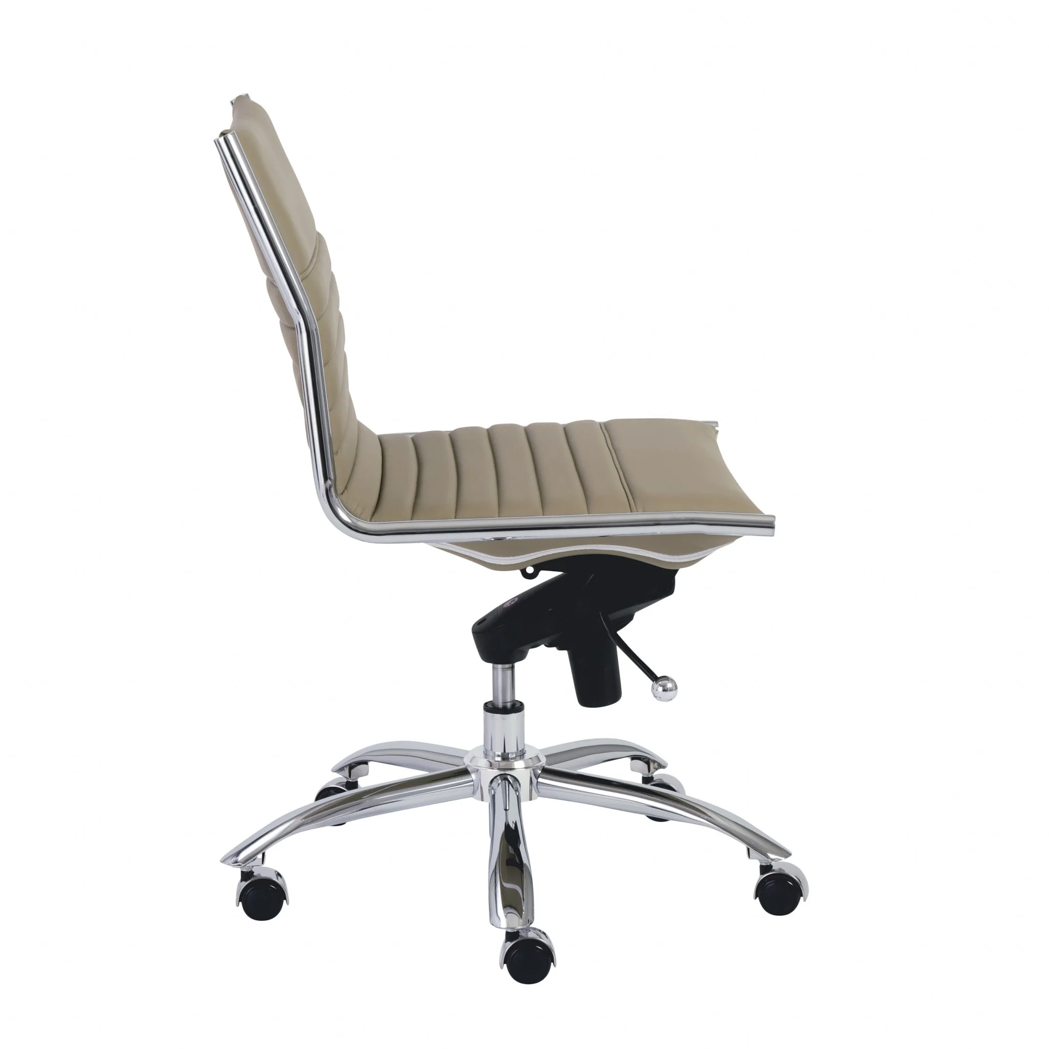 Low Back Office Chair without Armrests in Gray with Chromed Steel Base By Homeroots - Image 9