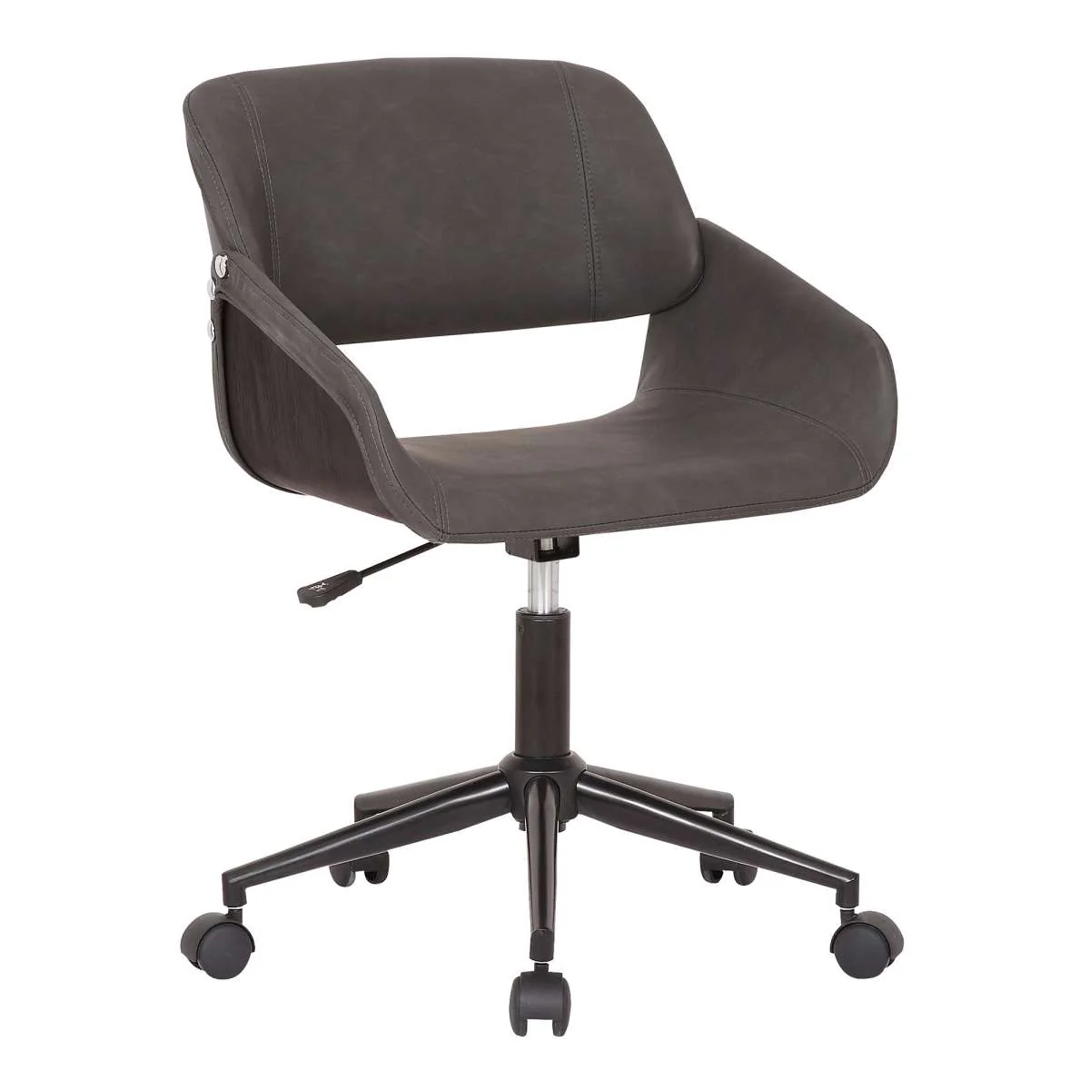 Lowell Mid-Century Gray Faux Leather Task Chair By Armen Living - Image 2