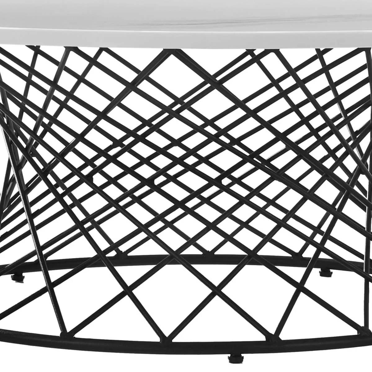 Loxley White Marble Coffee Table with Black Metal Base By Armen Living - Image 4