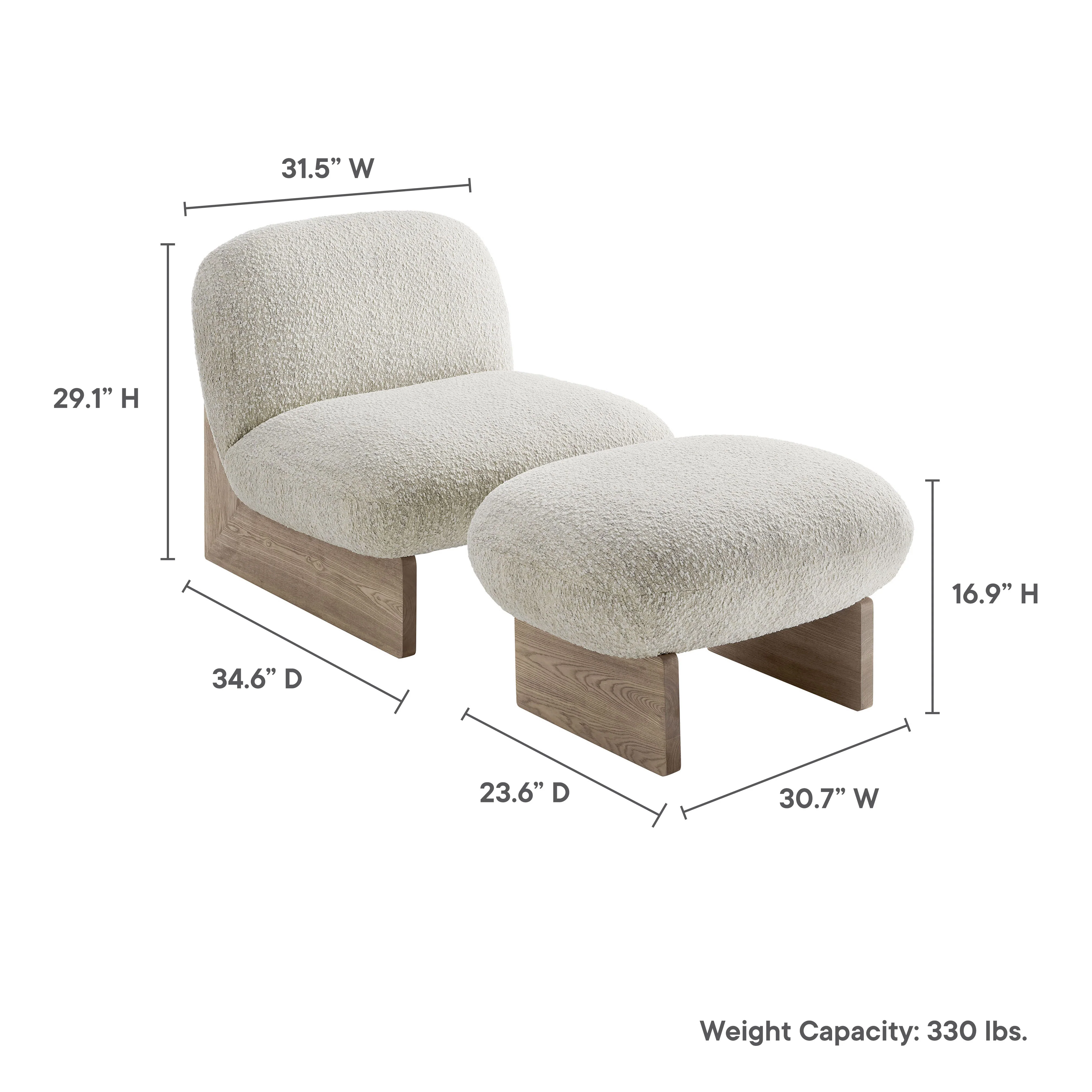Loyal Boucle Fabric Accent Chair and Ottoman Set by Modway - Image 10