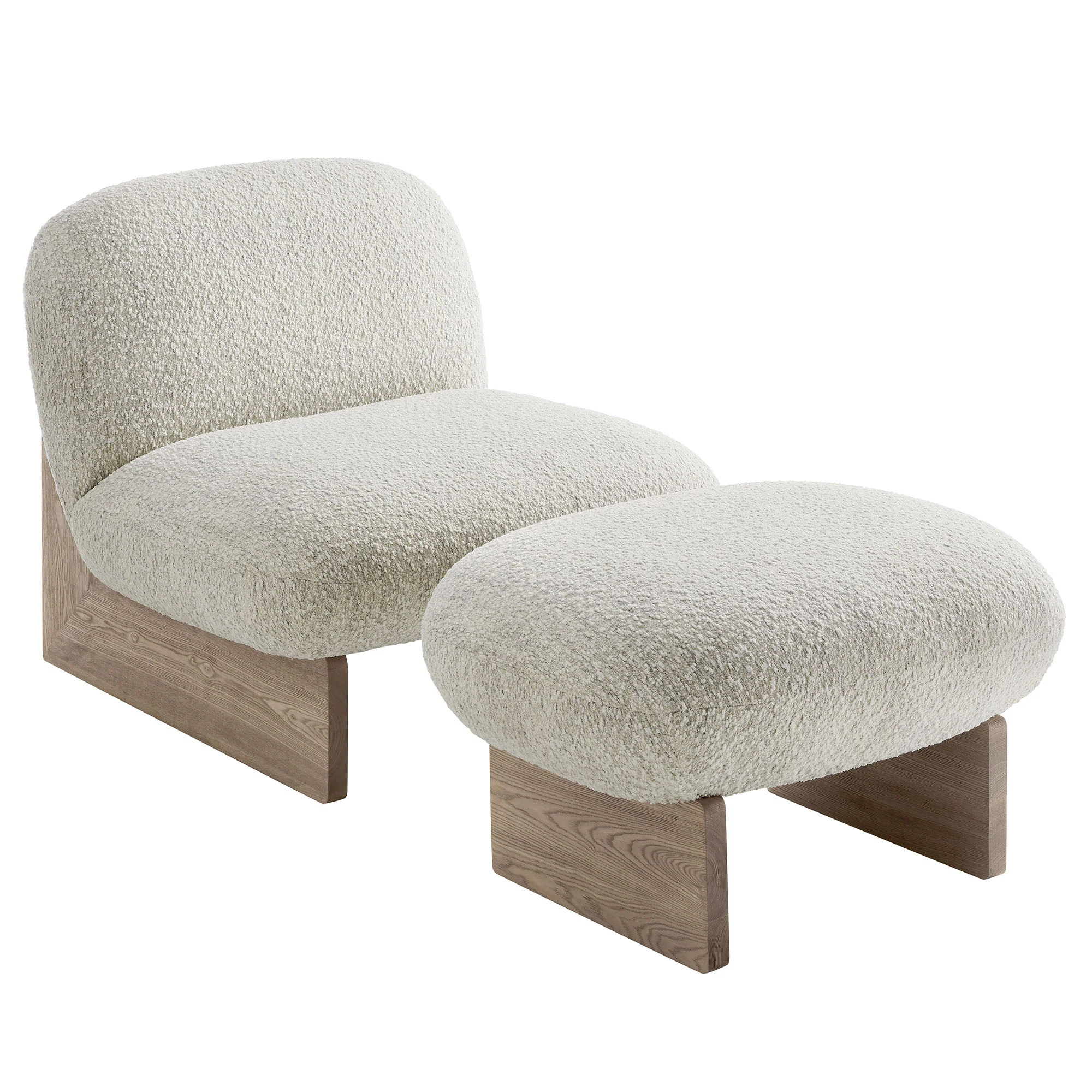 Loyal Boucle Fabric Accent Chair and Ottoman Set by Modway - Image 2