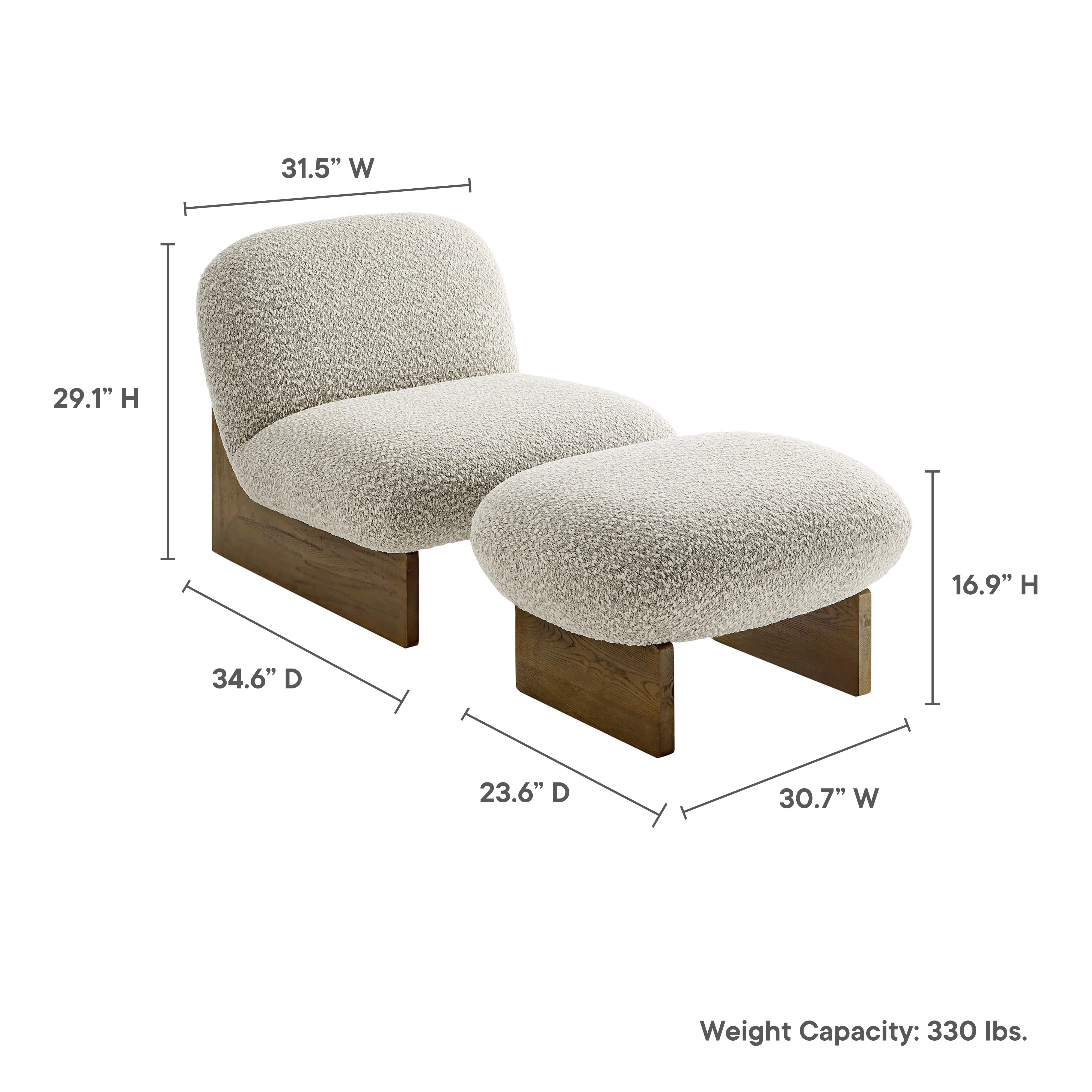 Loyal Boucle Fabric Accent Chair and Ottoman Set by Modway - Image 20