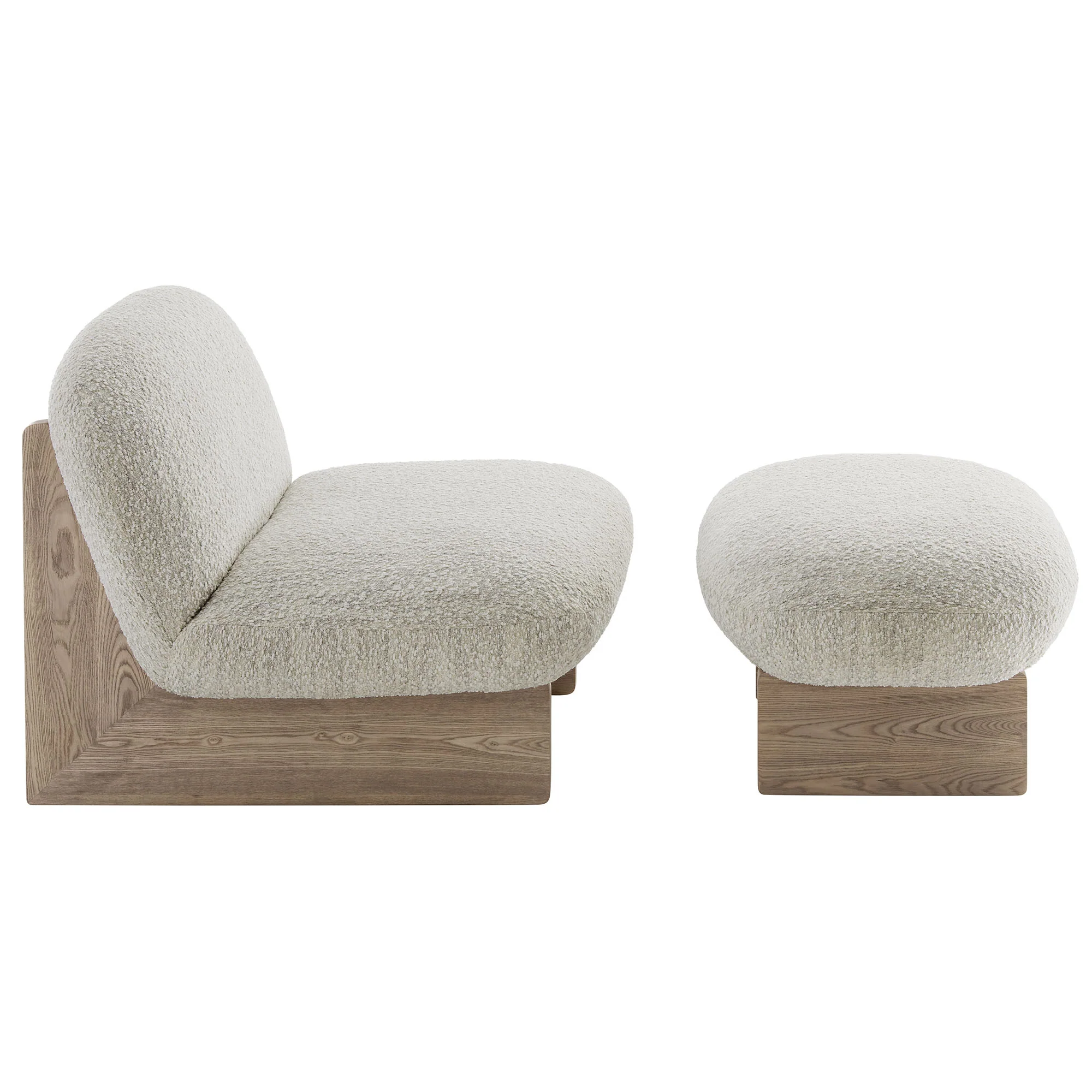 Loyal Boucle Fabric Accent Chair and Ottoman Set by Modway - Image 3