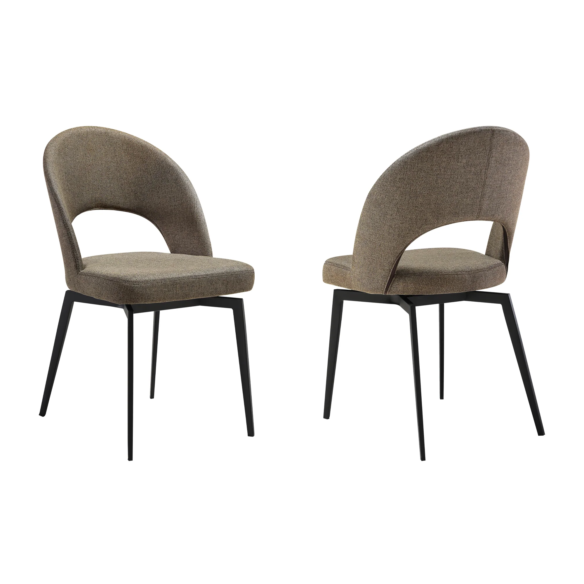 Lucia Swivel Upholstered Dining Chair in Gray Fabric with Black Metal Legs - Set of 2 By Armen Living - Image 14