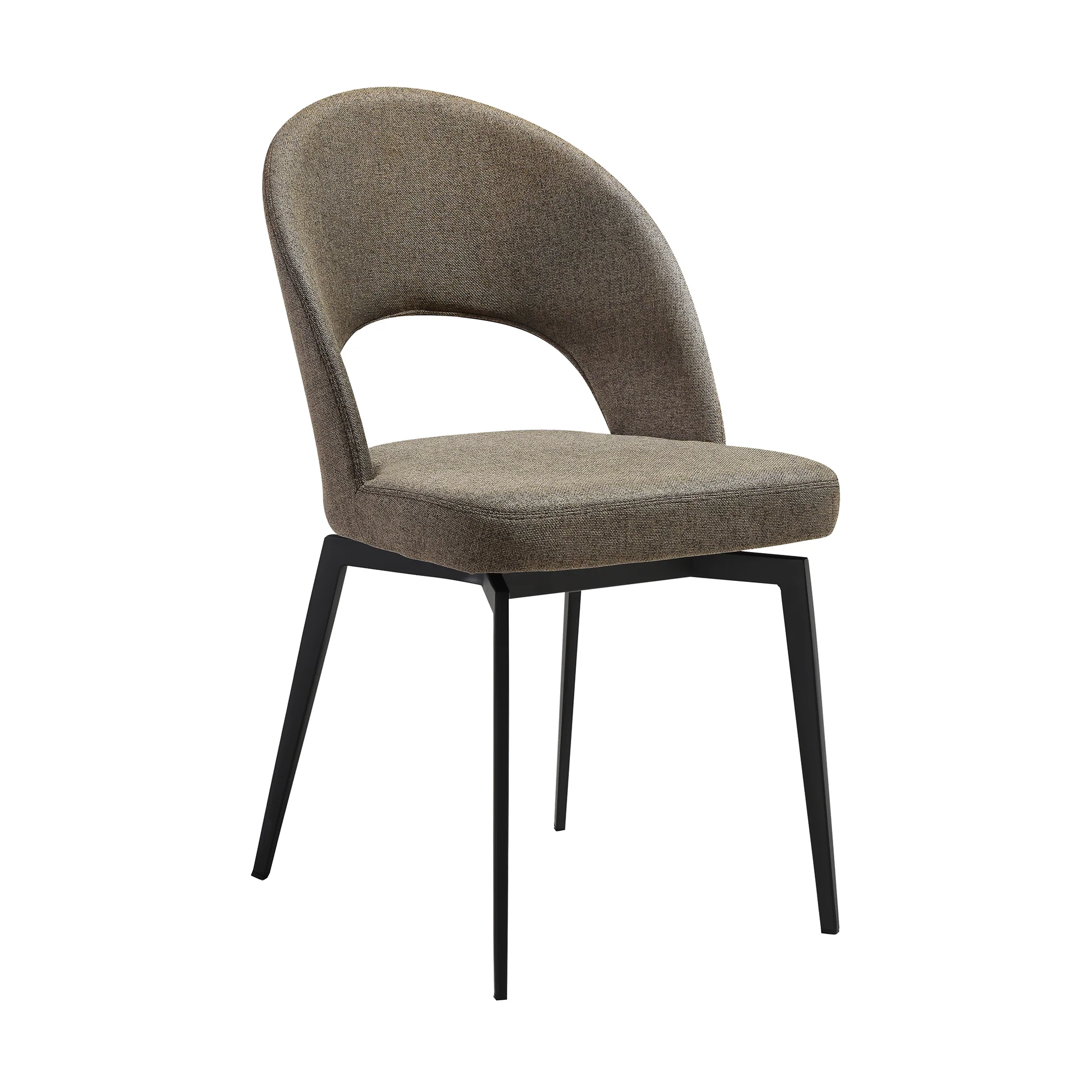 Lucia Swivel Upholstered Dining Chair in Gray Fabric with Black Metal Legs - Set of 2 By Armen Living - Image 15