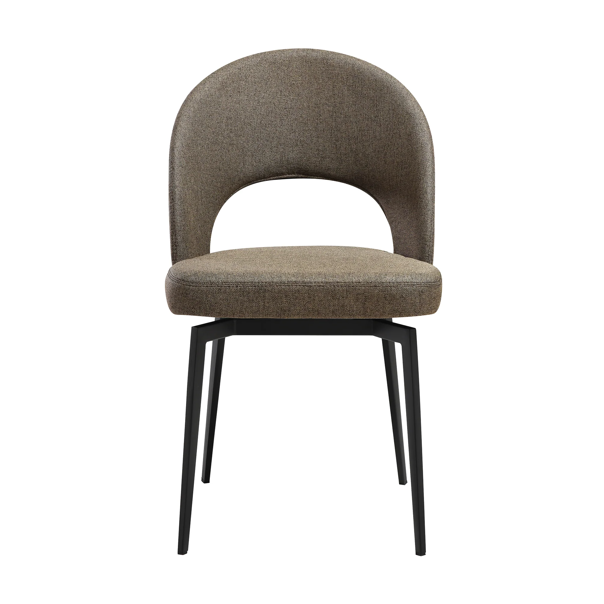 Lucia Swivel Upholstered Dining Chair in Gray Fabric with Black Metal Legs - Set of 2 By Armen Living - Image 16