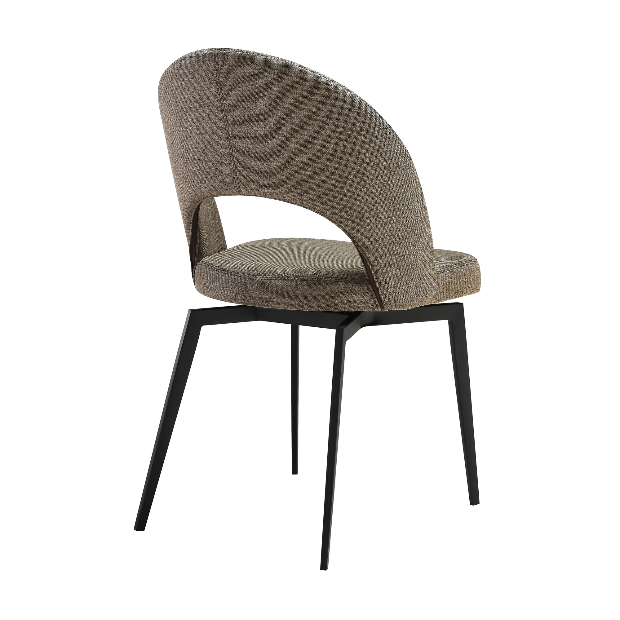 Lucia Swivel Upholstered Dining Chair in Gray Fabric with Black Metal Legs - Set of 2 By Armen Living - Image 17