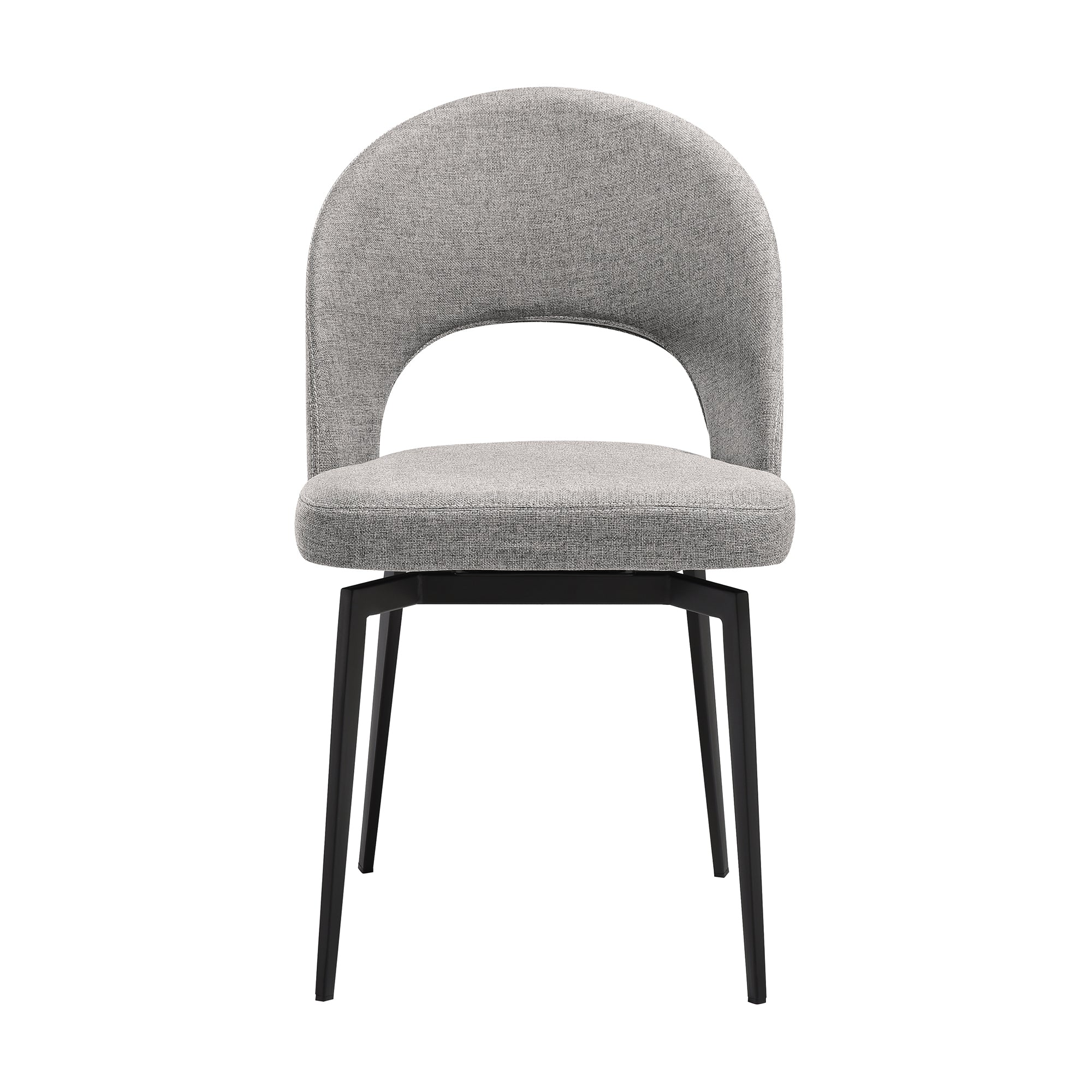 Lucia Swivel Upholstered Dining Chair in Gray Fabric with Black Metal Legs - Set of 2 By Armen Living - Image 5