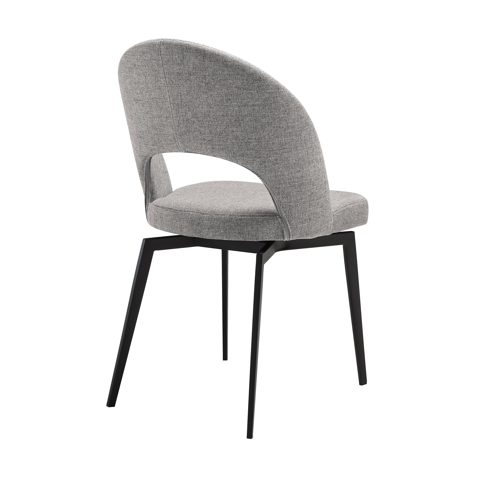 Lucia Swivel Upholstered Dining Chair in Gray Fabric with Black Metal Legs - Set of 2 By Armen Living - Image 6