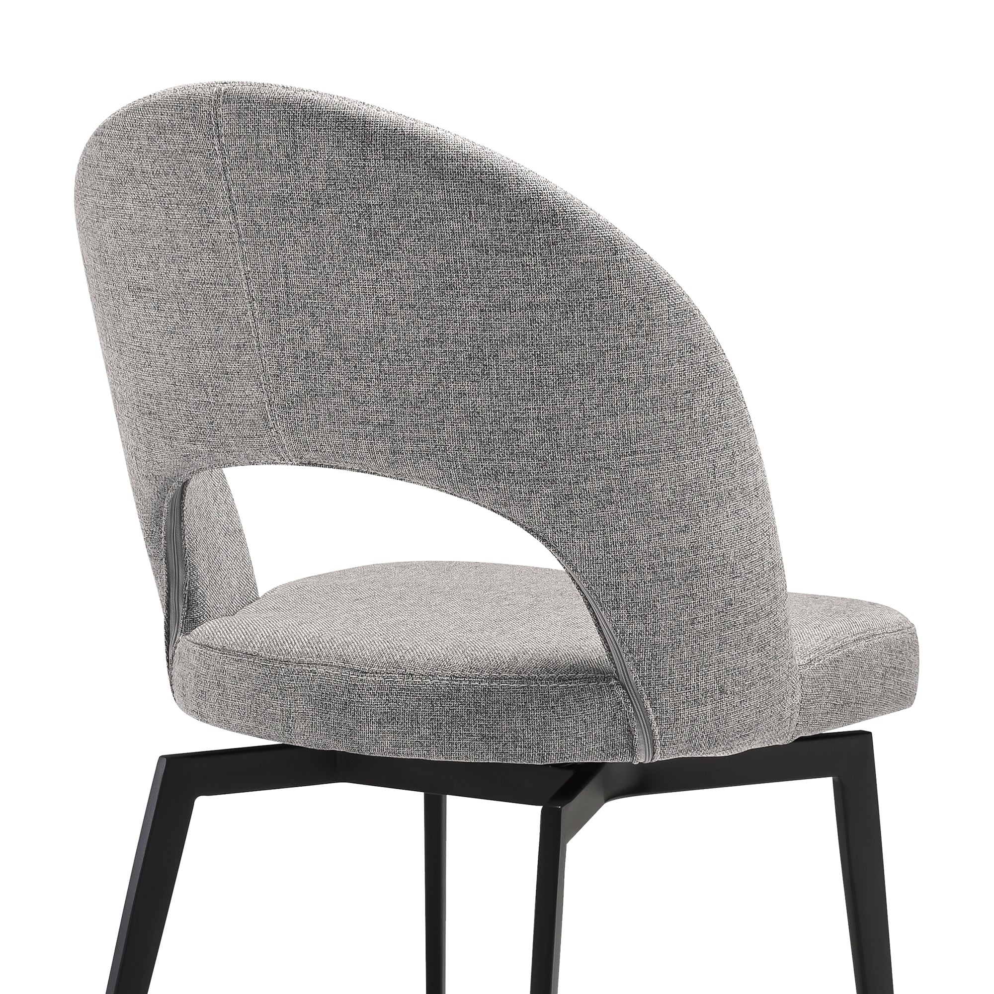 Lucia Swivel Upholstered Dining Chair in Gray Fabric with Black Metal Legs - Set of 2 By Armen Living - Image 8