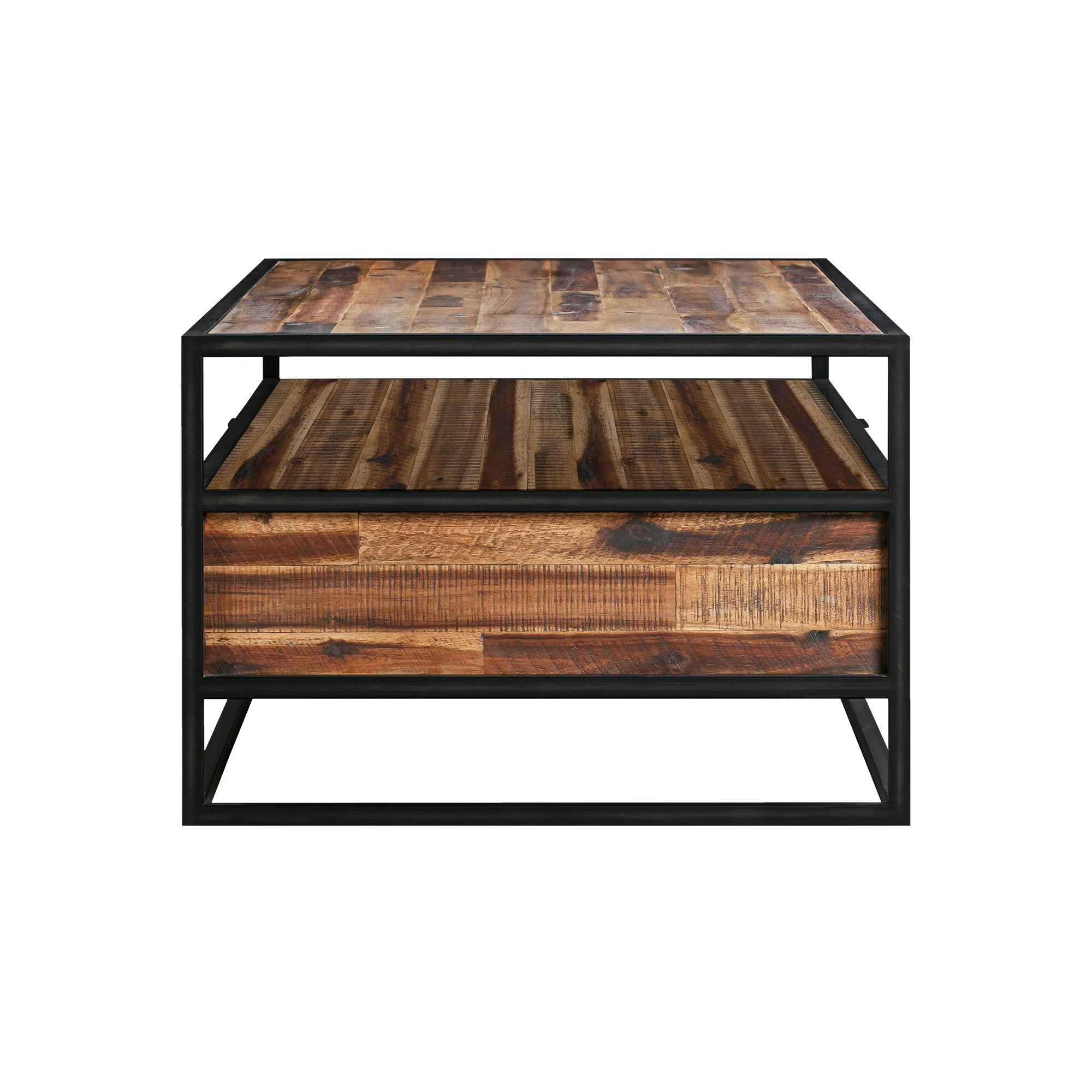 Ludgate Rectangle Coffee Table with Shelf in Acacia and Black Metal By Armen Living - Image 5
