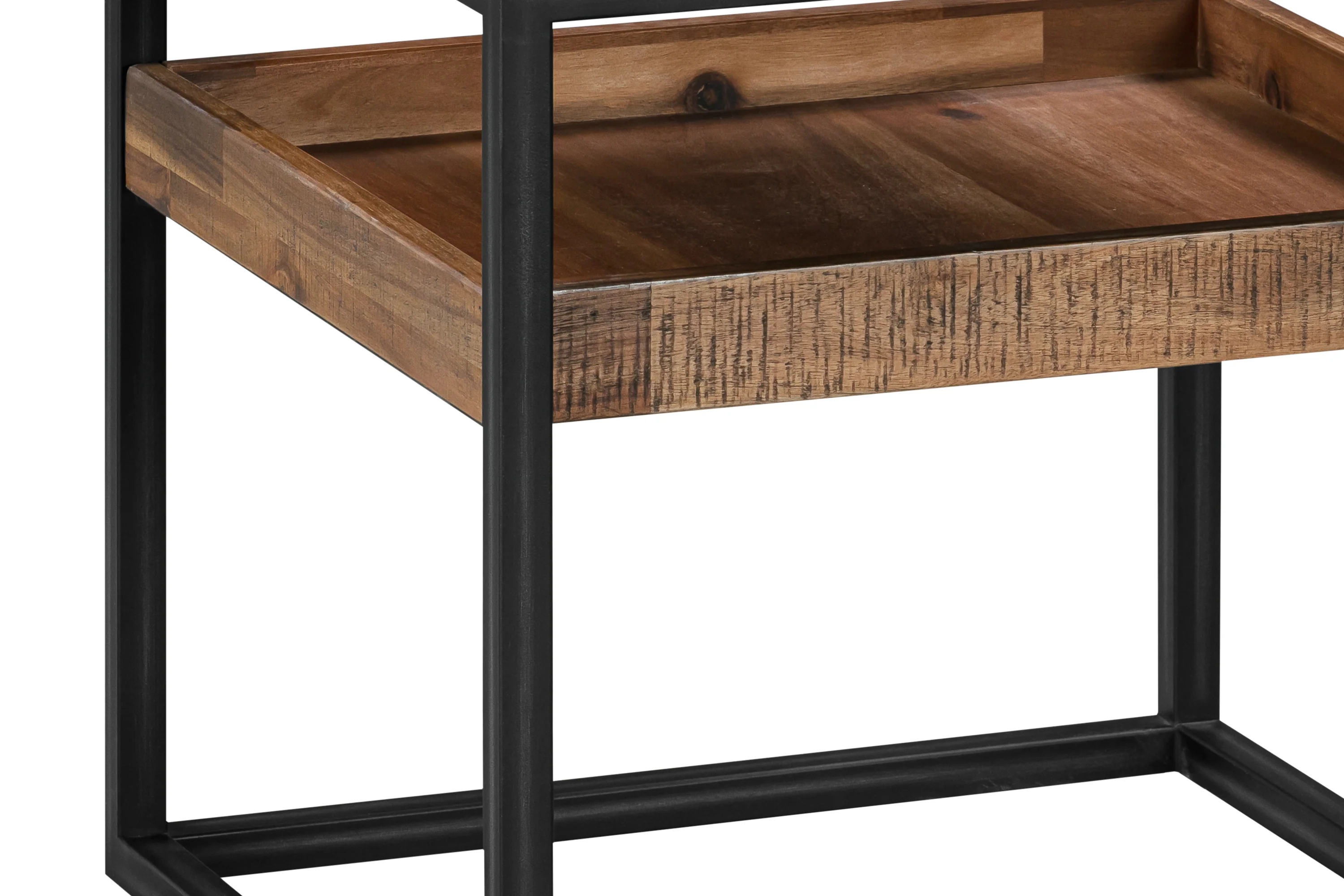 Ludgate Square End Table with Shelf in Acacia and Black Metal By Armen Living - Image 5