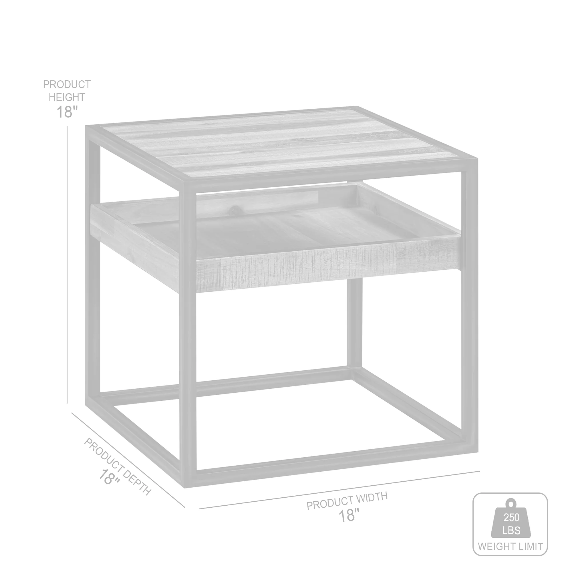Ludgate Square End Table with Shelf in Acacia and Black Metal By Armen Living - Image 6