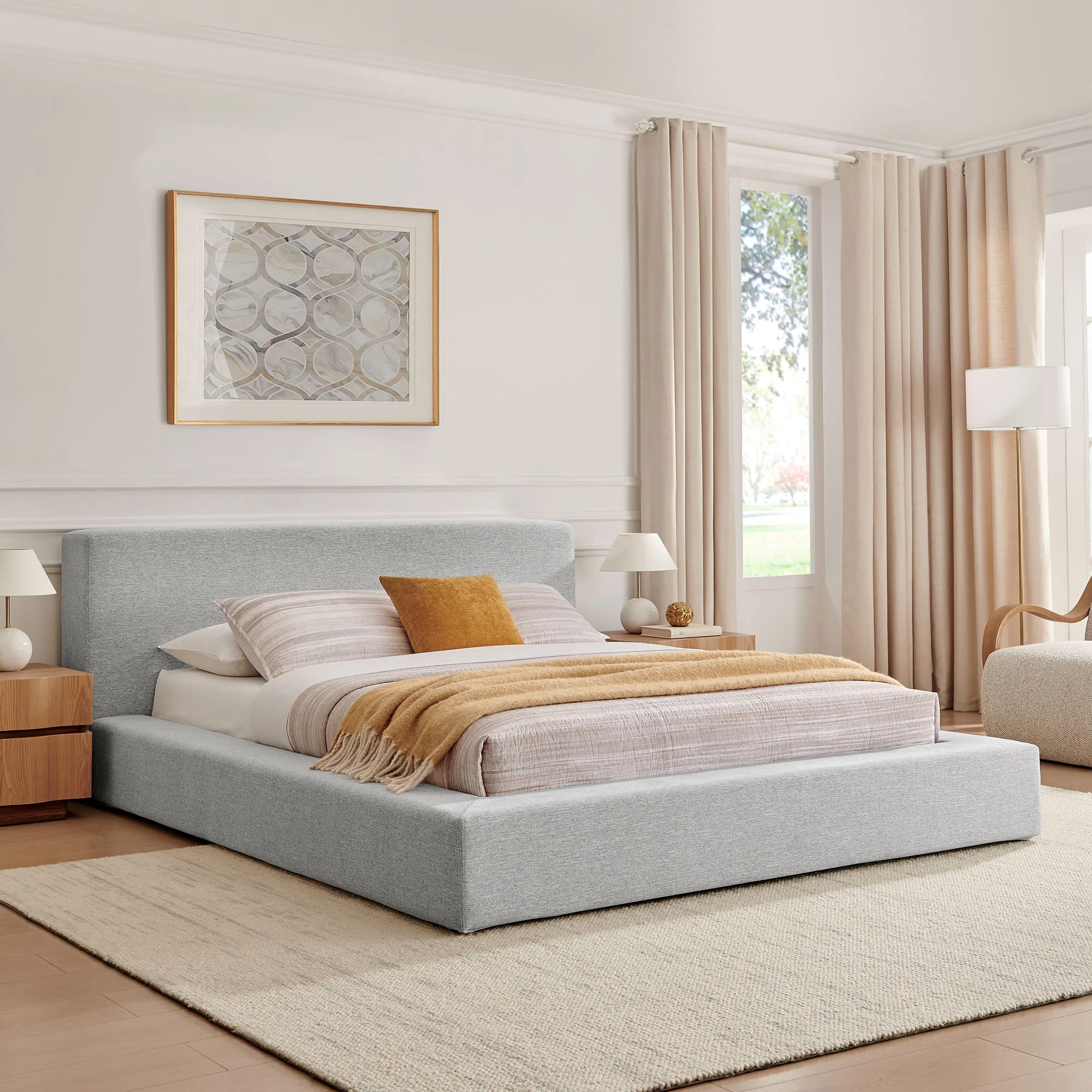 Luma Chenille Upholstered King Platform Bed Frame by Modway - Image 16