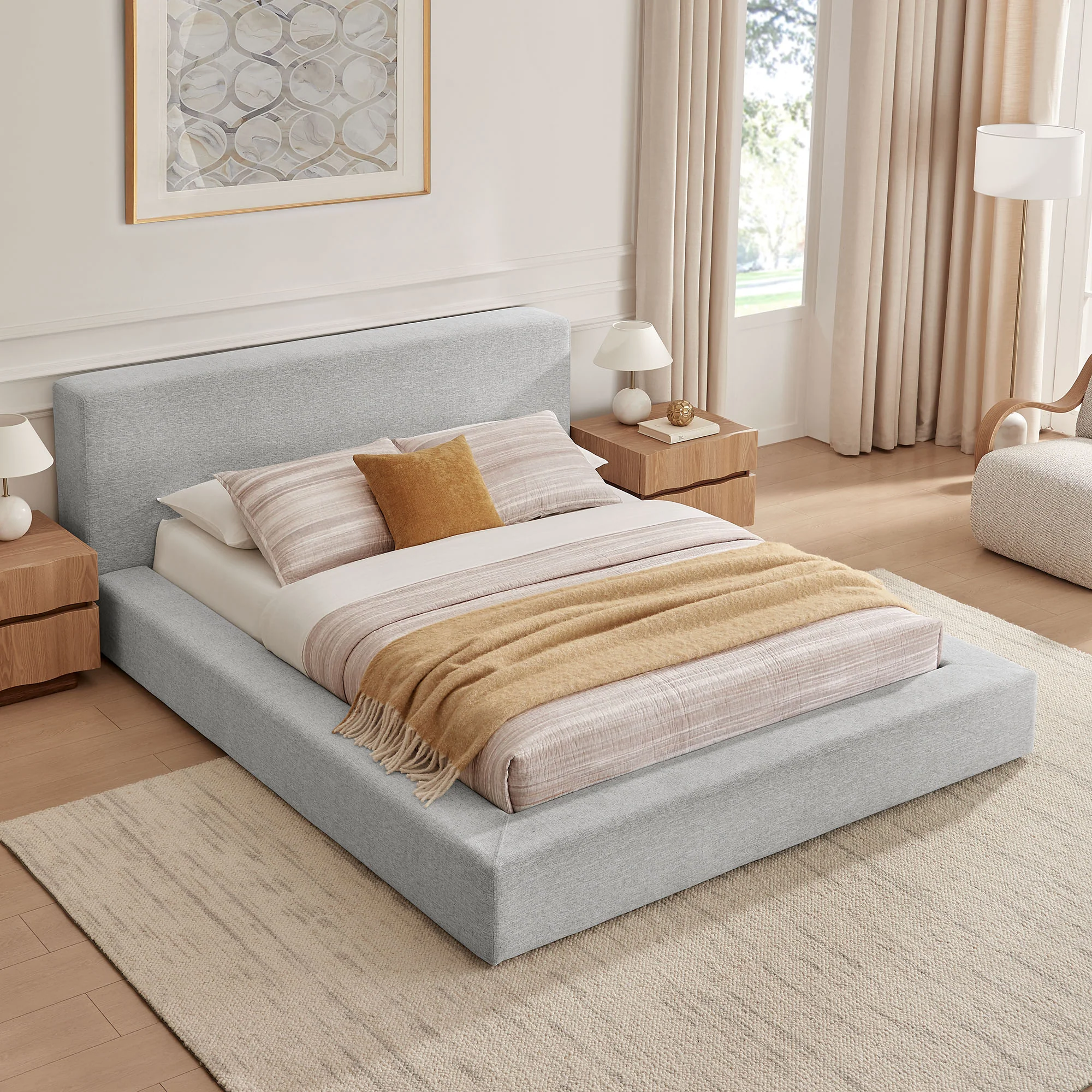 Luma Chenille Upholstered King Platform Bed Frame by Modway - Image 17