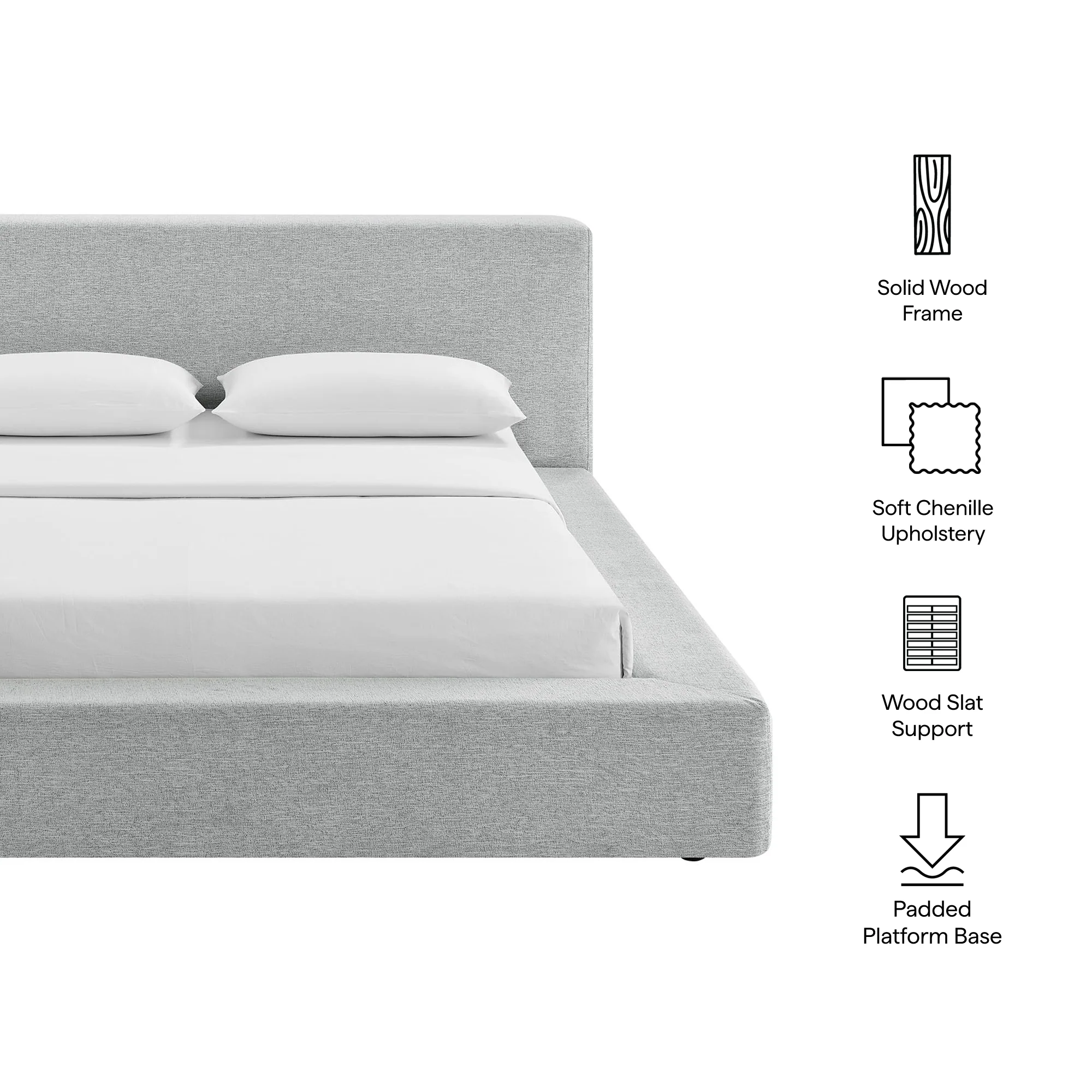 Luma Chenille Upholstered King Platform Bed Frame by Modway - Image 18
