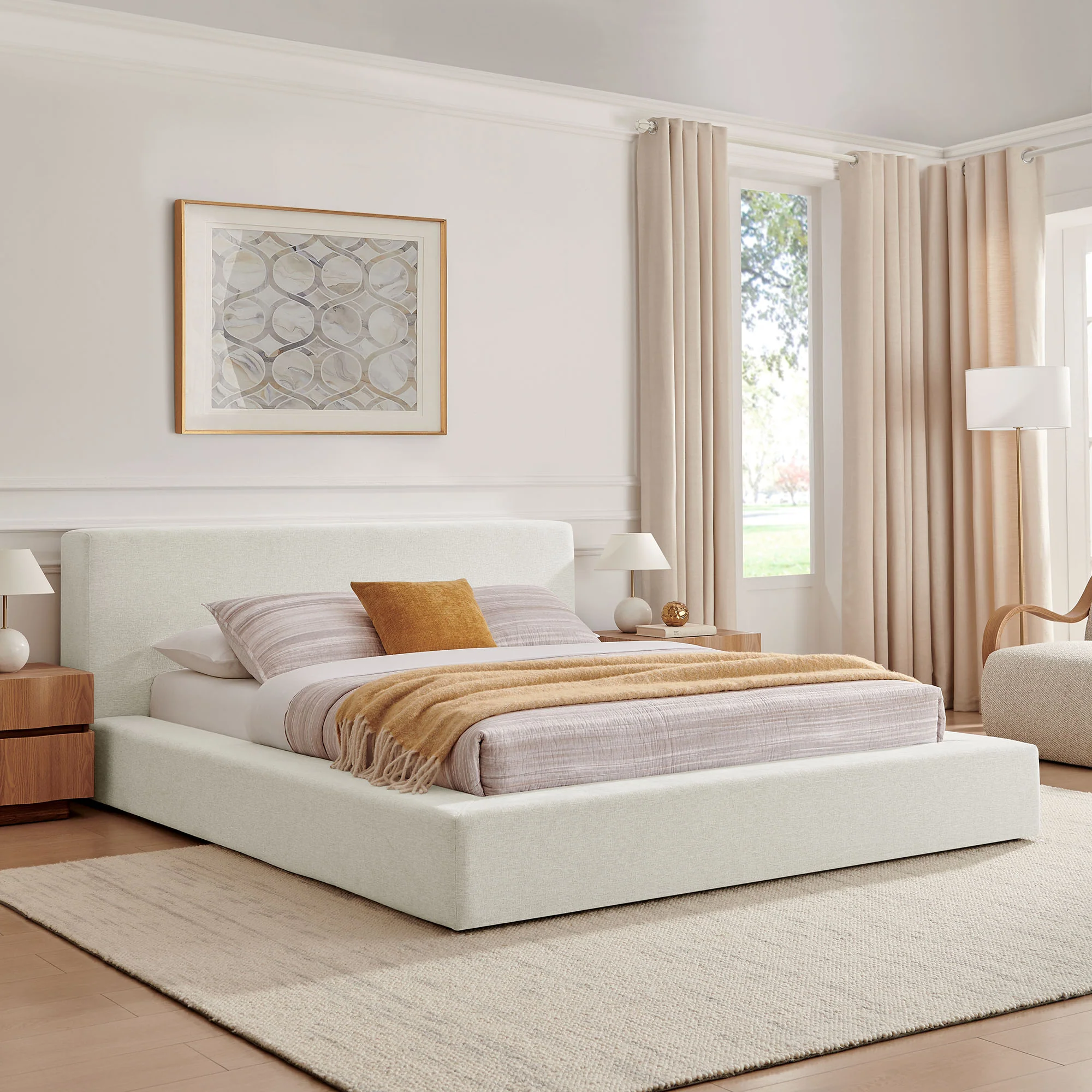 Luma Chenille Upholstered King Platform Bed Frame by Modway - Image 6