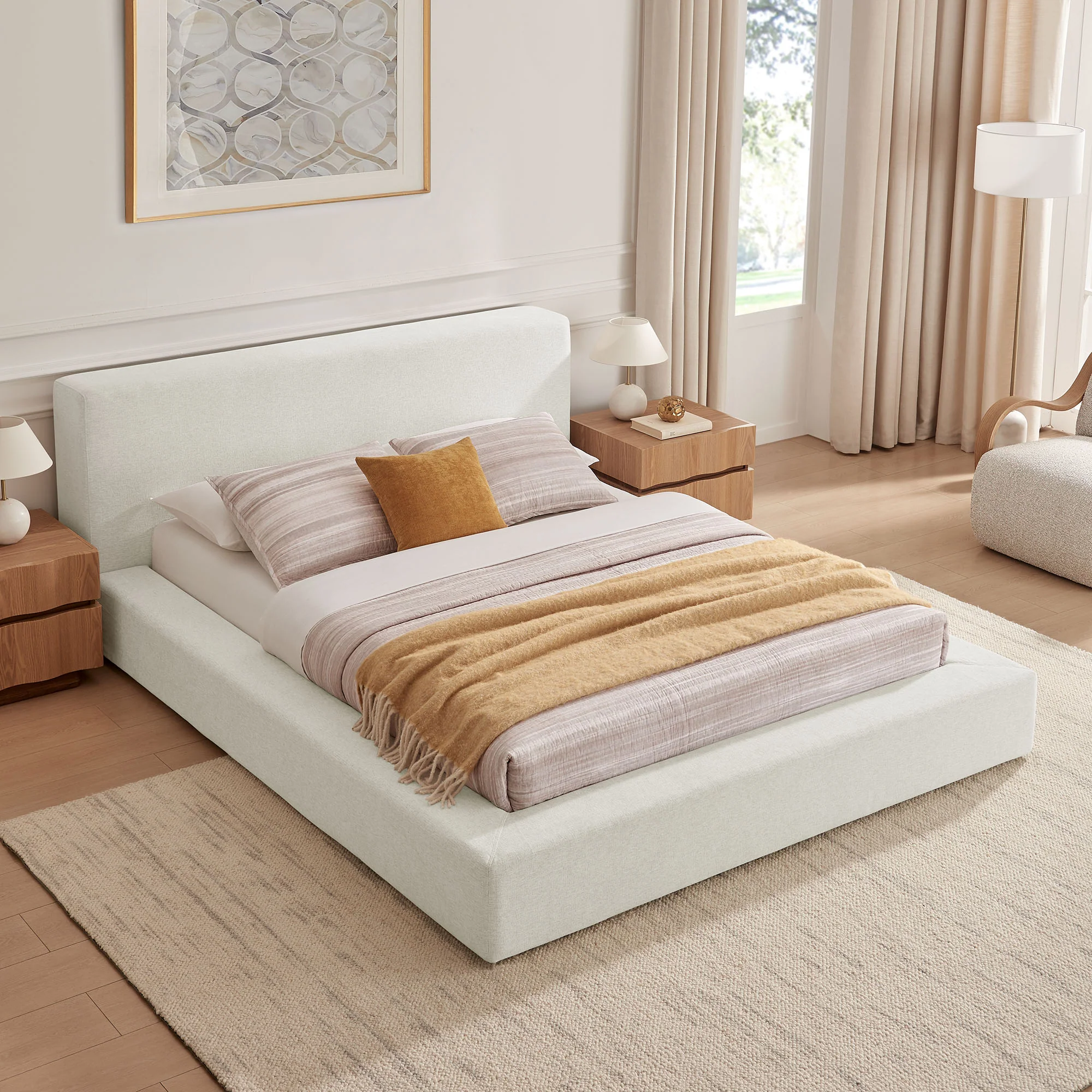 Luma Chenille Upholstered King Platform Bed Frame by Modway - Image 7