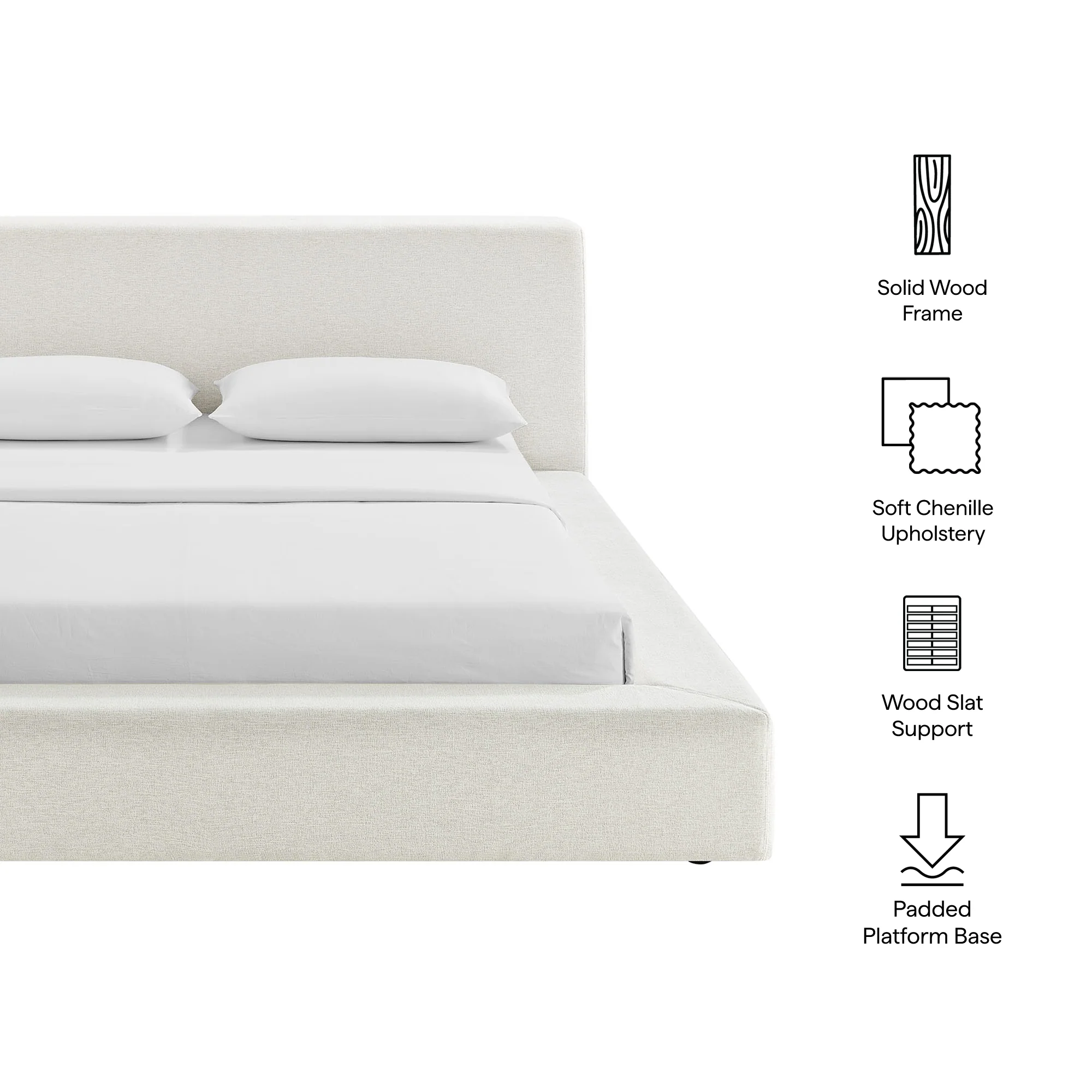 Luma Chenille Upholstered King Platform Bed Frame by Modway - Image 8