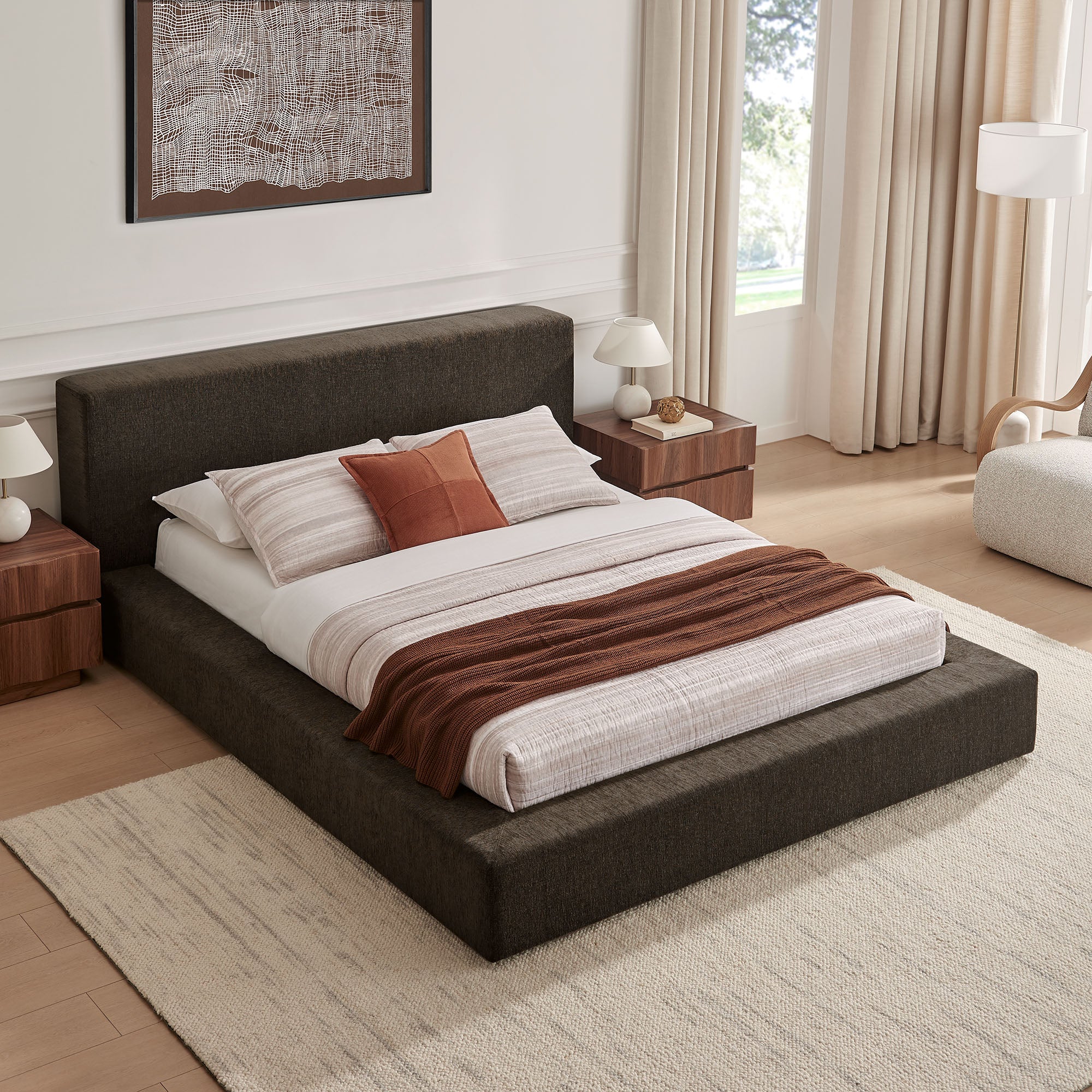 Luma Chenille Upholstered King Platform Bed Frame by Modway - Image 17