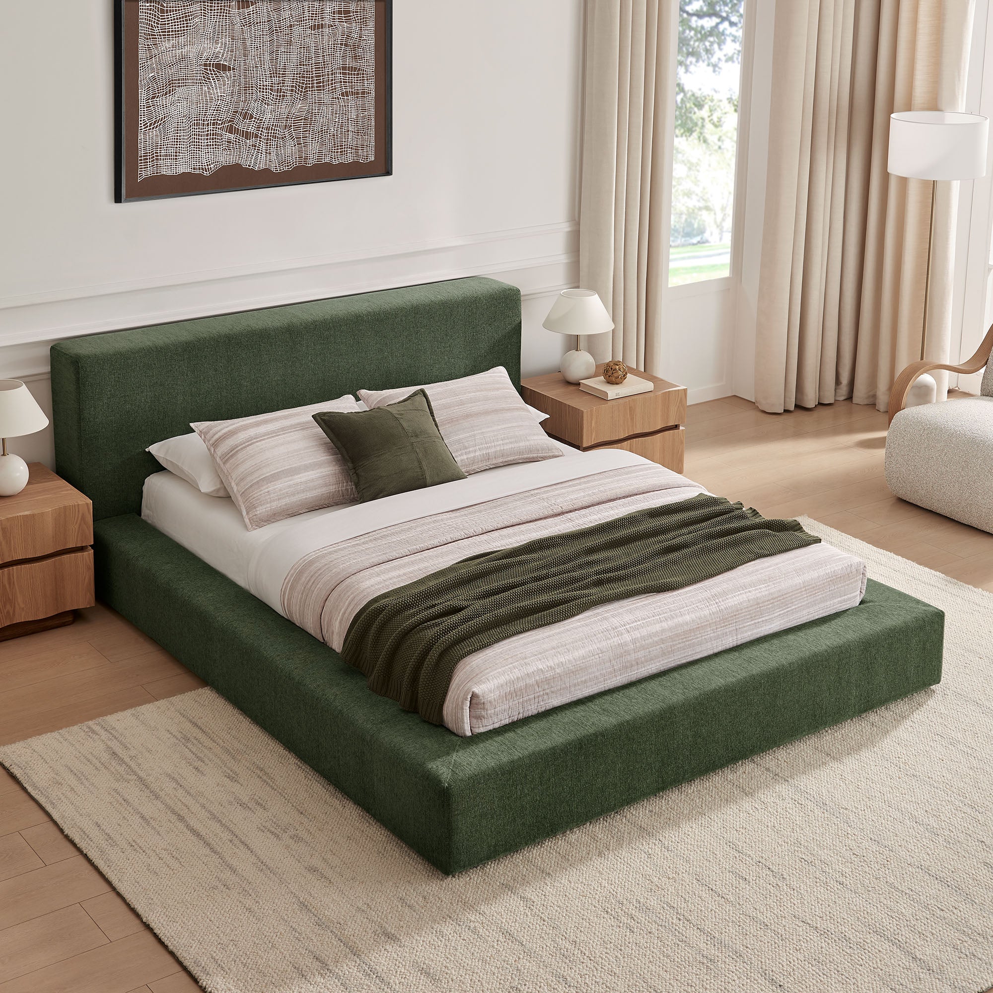 Luma Chenille Upholstered King Platform Bed Frame by Modway - Image 7