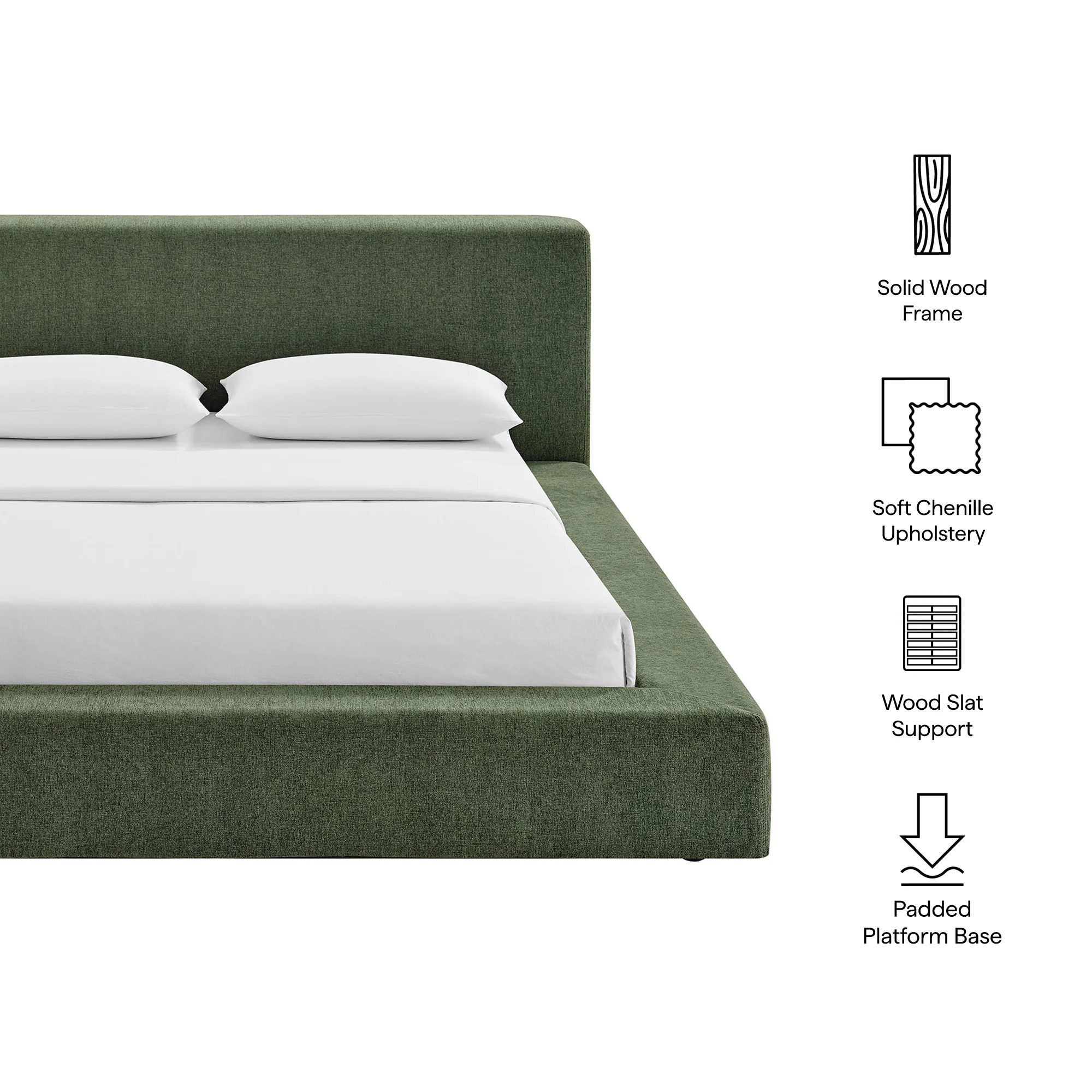 Luma Chenille Upholstered King Platform Bed Frame by Modway - Image 8