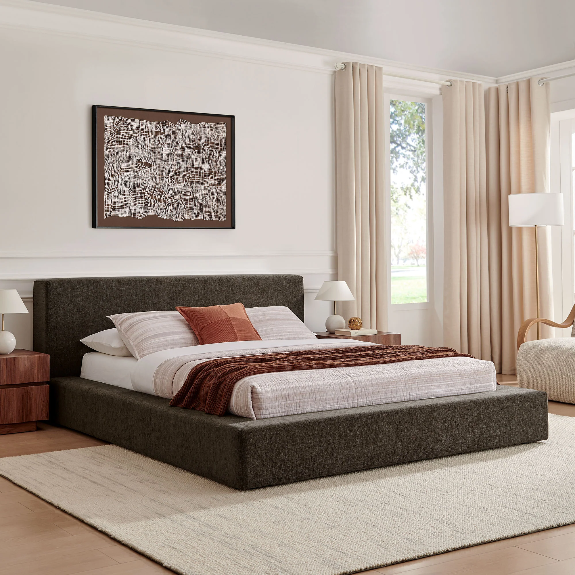 Luma Chenille Upholstered Queen Platform Bed Frame by Modway - Image 16