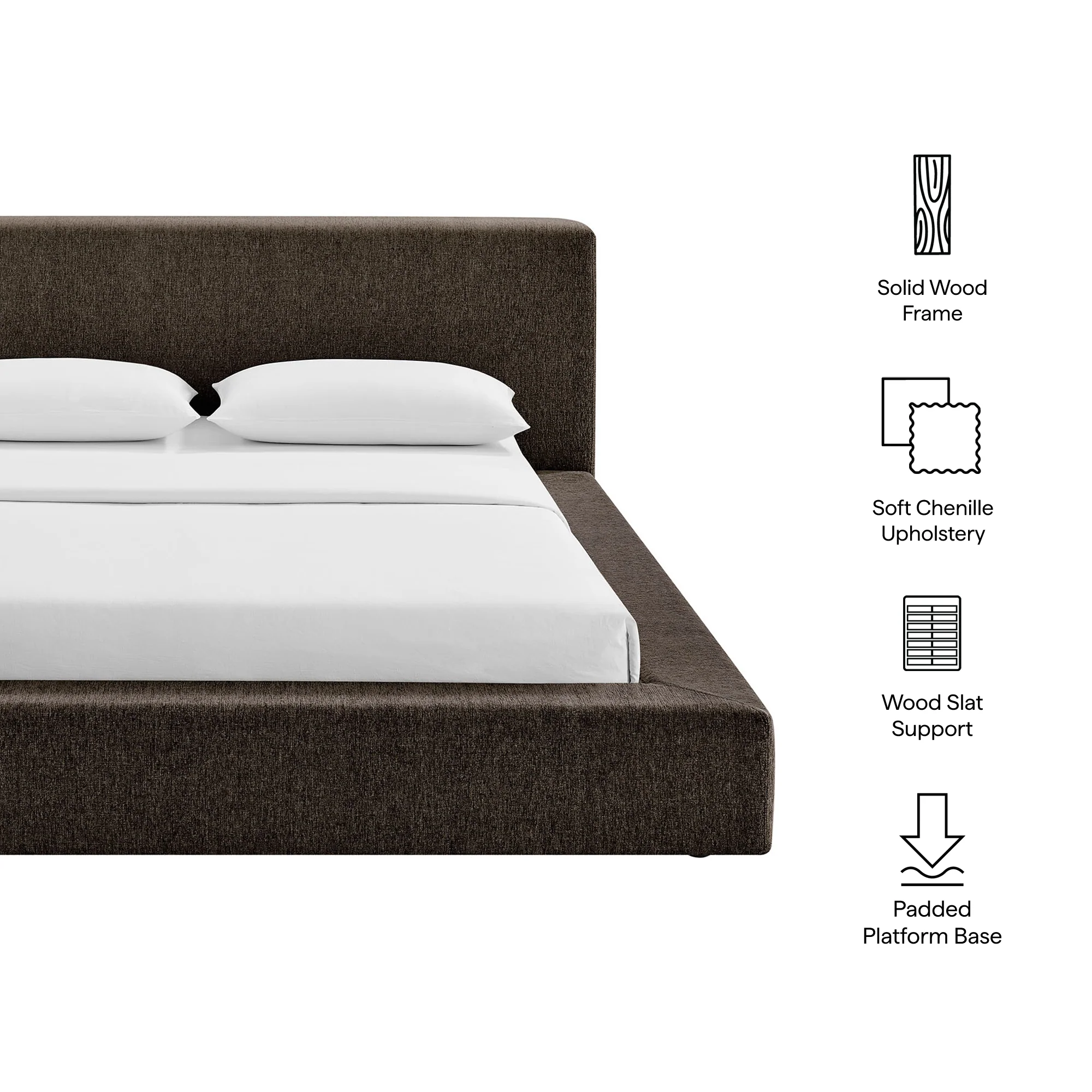 Luma Chenille Upholstered Queen Platform Bed Frame by Modway - Image 18