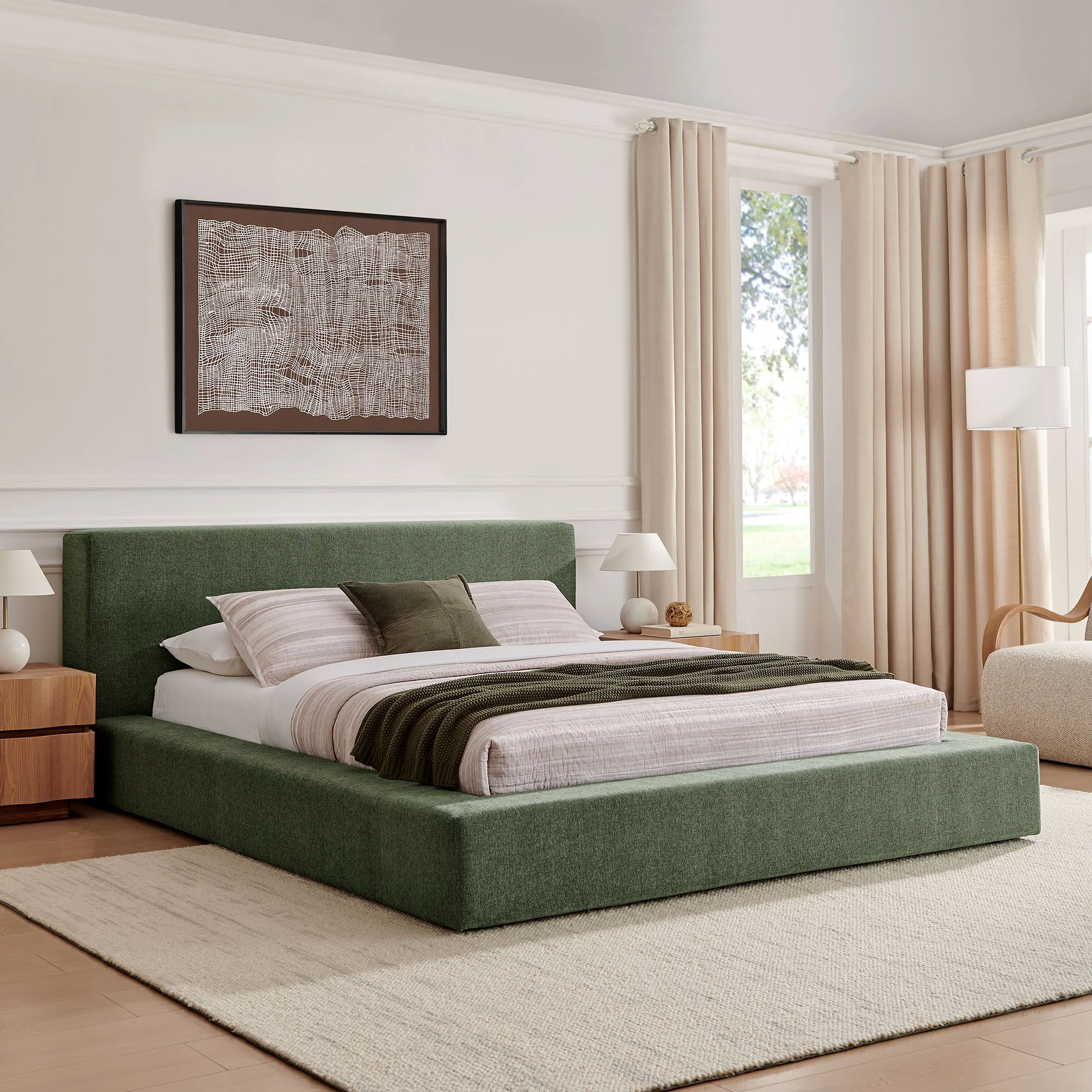 Luma Chenille Upholstered Queen Platform Bed Frame by Modway - Image 6