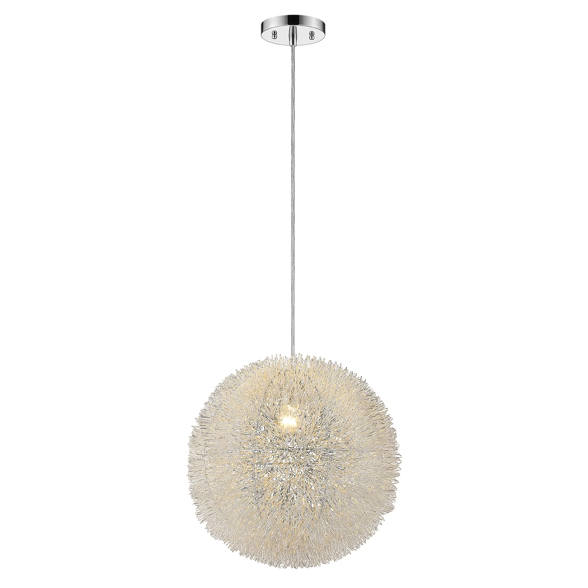 Luminary 1-Light Metallic Silver Pendant With Hand Woven Aluminum Wire Shade (12") By Homeroots - Image 2