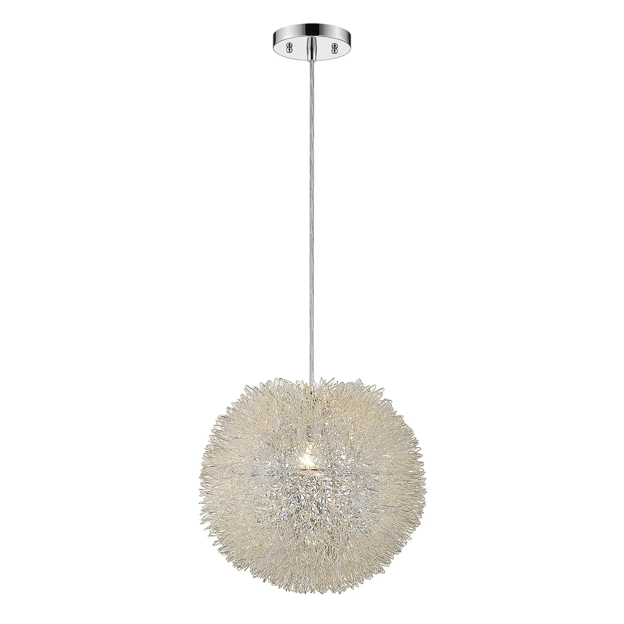 Luminary 1-Light Metallic Silver Pendant With Hand Woven Aluminum Wire Shade (15") By Homeroots - Image 2