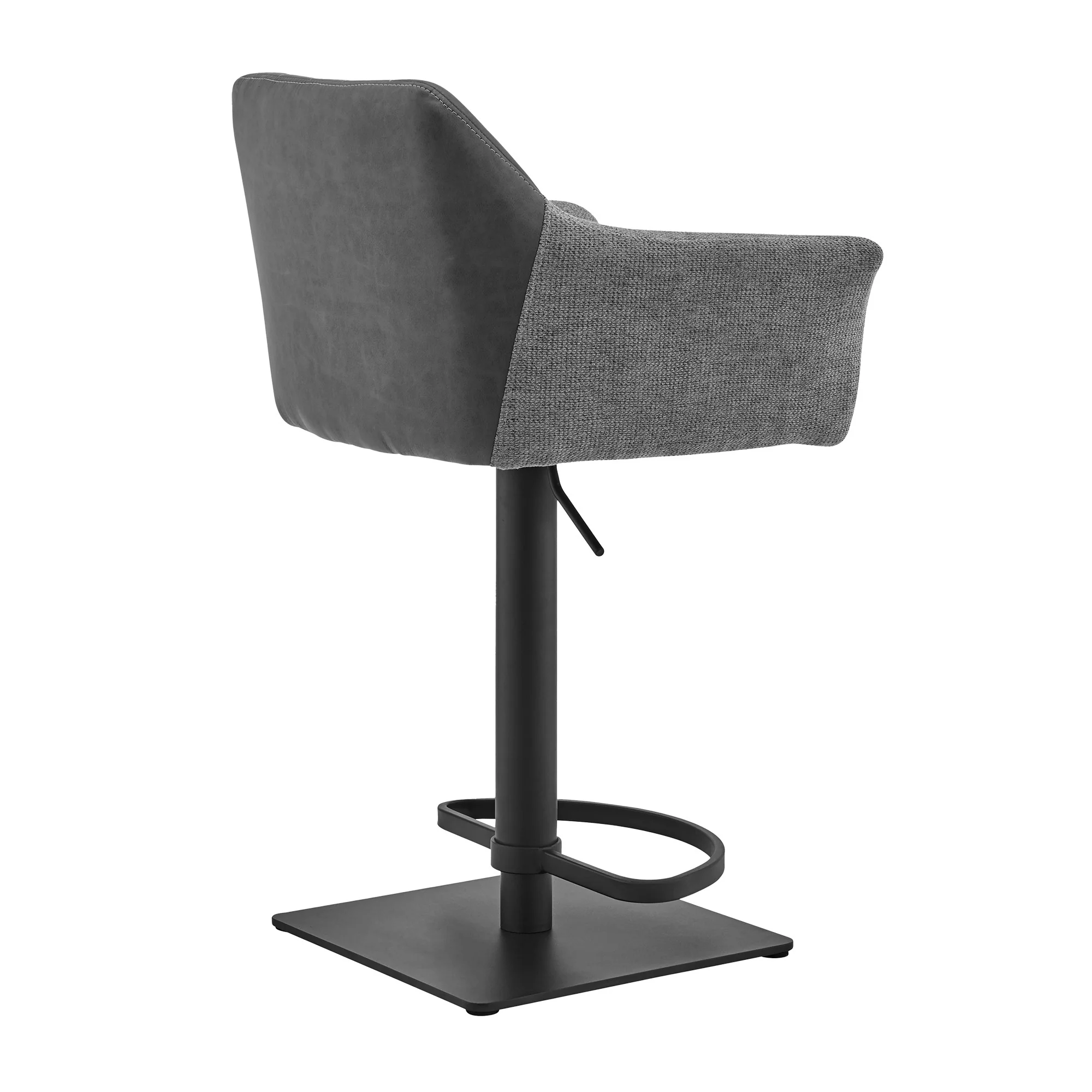 Lush Grey Faux Leather and Fabric Adjustable Swivel Stool By Homeroots - Image 4