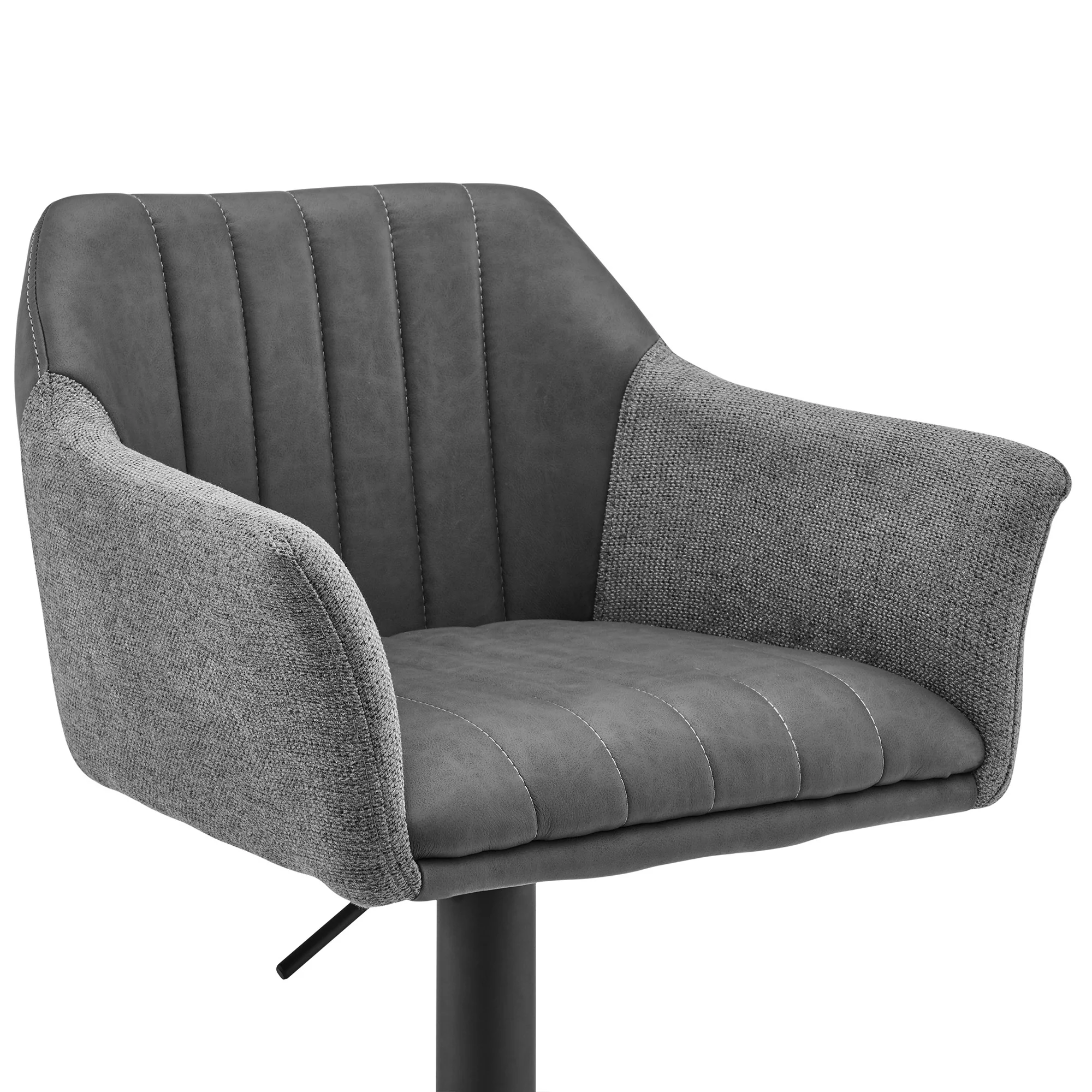 Lush Grey Faux Leather and Fabric Adjustable Swivel Stool By Homeroots - Image 5