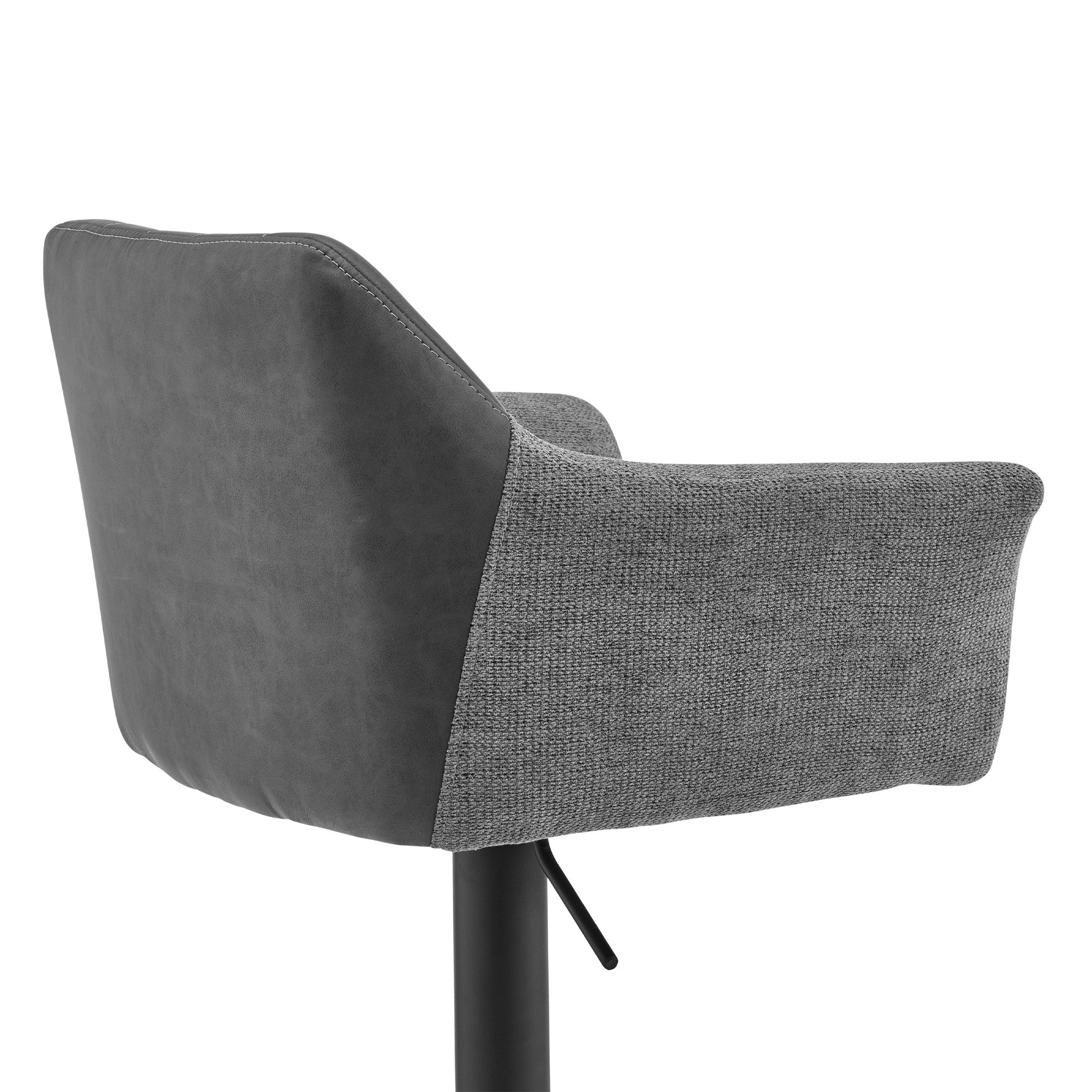 Lush Grey Faux Leather and Fabric Adjustable Swivel Stool By Homeroots - Image 6