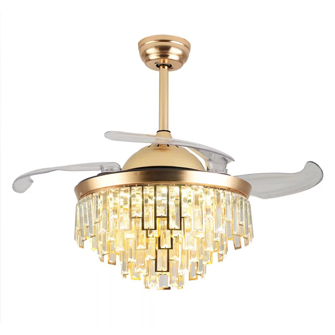 Luxurious Gold Crystal Chandelier Ceiling Fan By Homeroots - Image 6