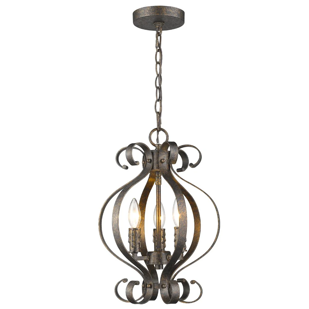 Lydia 3-Light Russet Chandelier With Melted Wax Tapers By Homeroots - Image 2