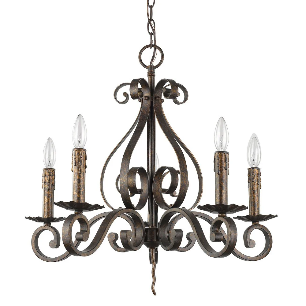 Lydia 5-Light Russet Chandelier With Melted Wax Tapers By Homeroots - Image 2