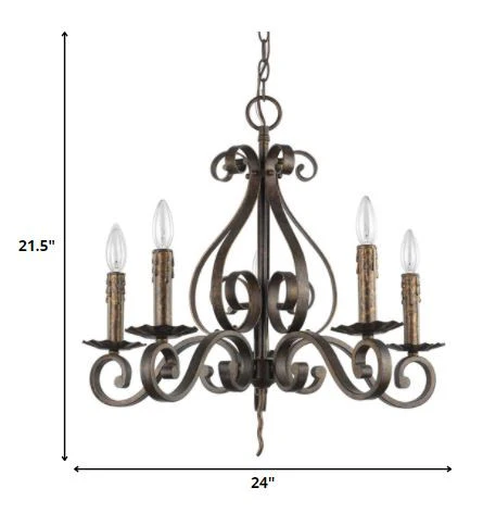 Lydia 5-Light Russet Chandelier With Melted Wax Tapers By Homeroots - Image 5
