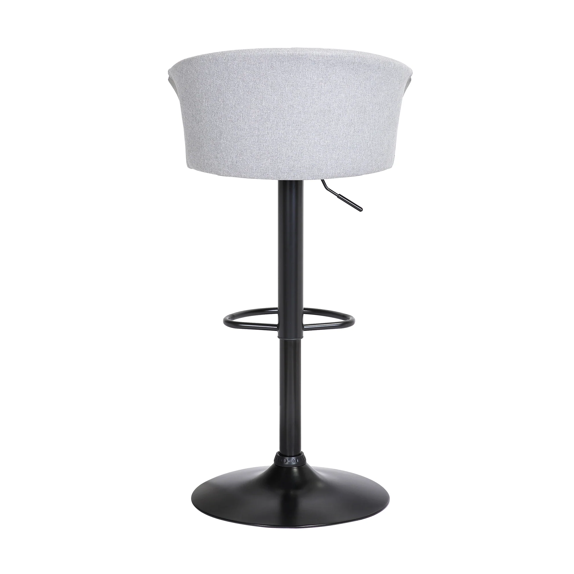 Lydia Adjustable Black Wood Bar Stool in Grey Faux Leather with Black Metal By Armen Living - Image 16
