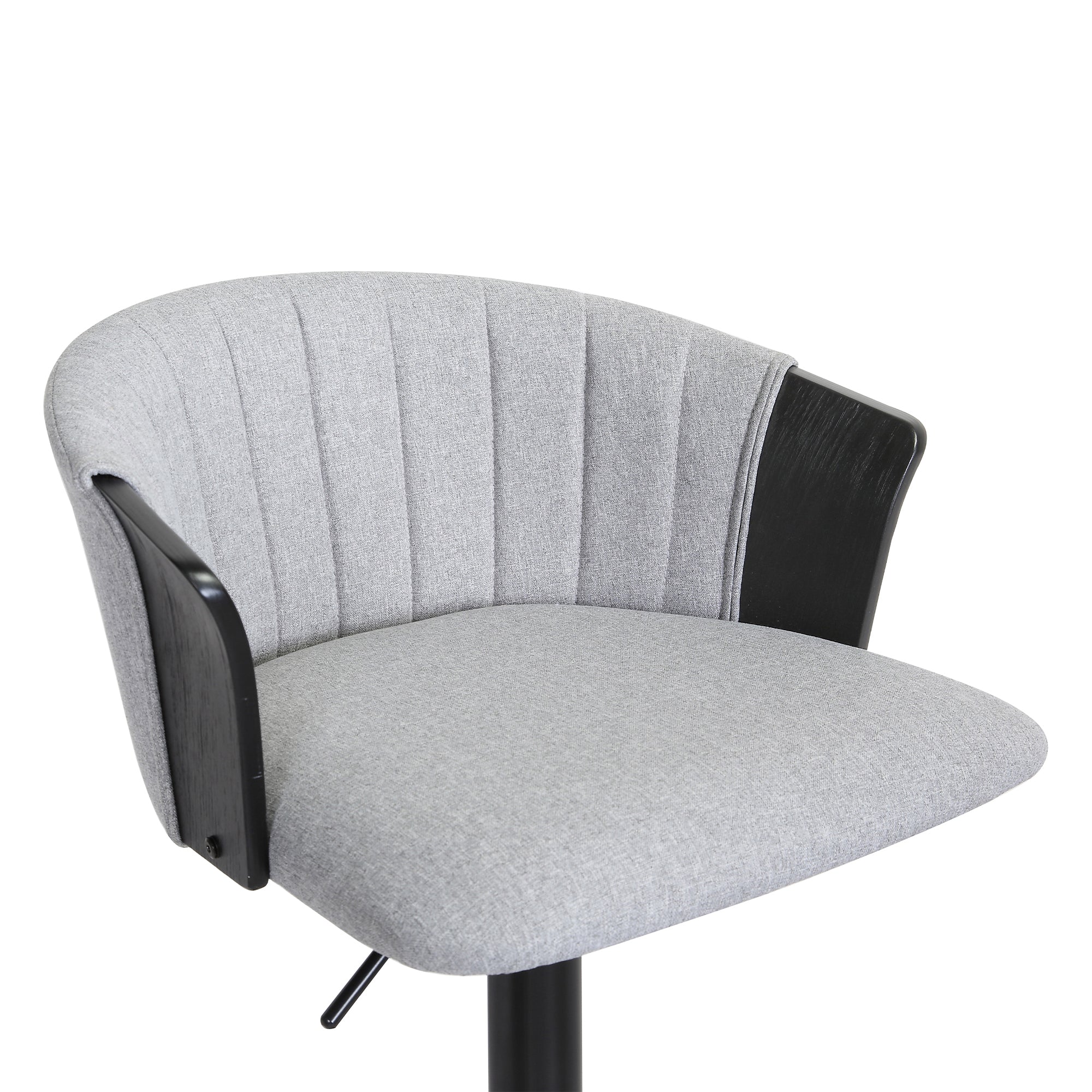 Lydia Adjustable Black Wood Bar Stool in Grey Faux Leather with Black Metal By Armen Living - Image 17