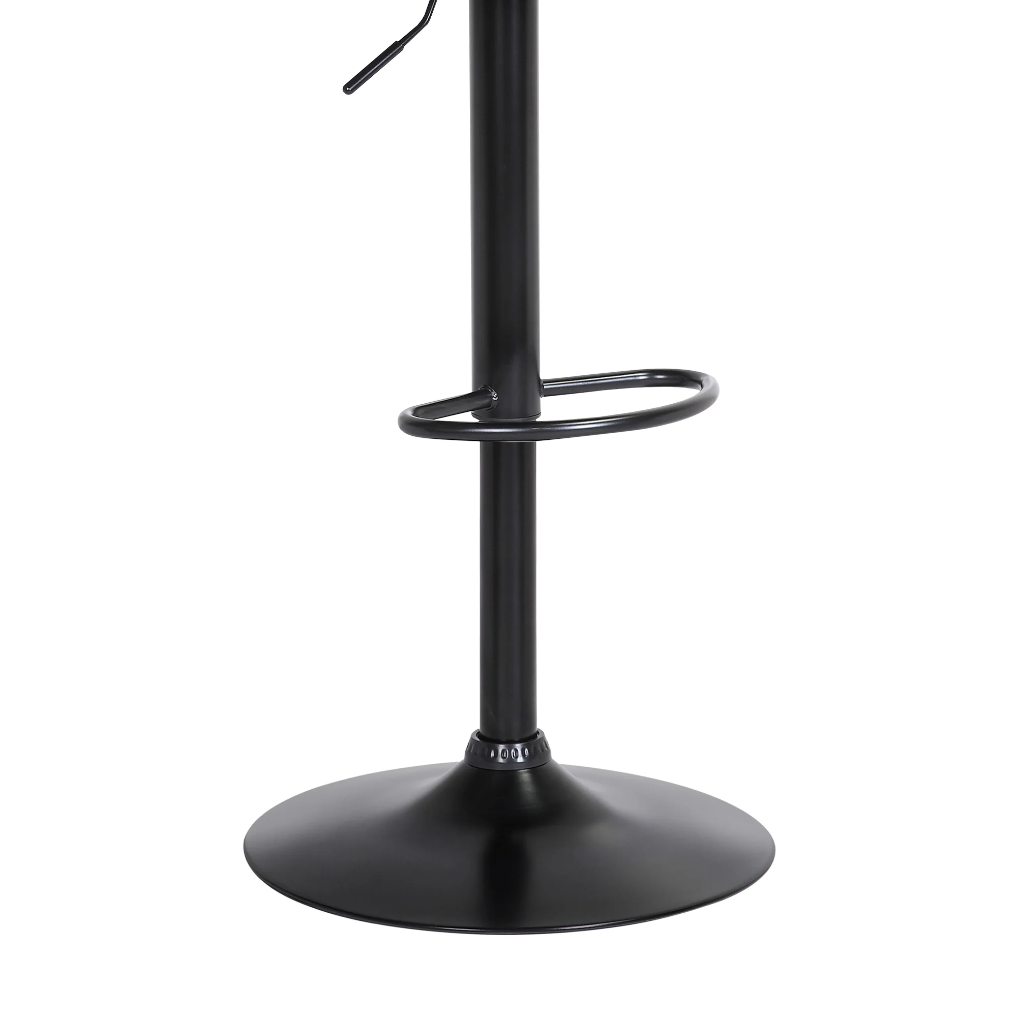 Lydia Adjustable Black Wood Bar Stool in Grey Faux Leather with Black Metal By Armen Living - Image 18