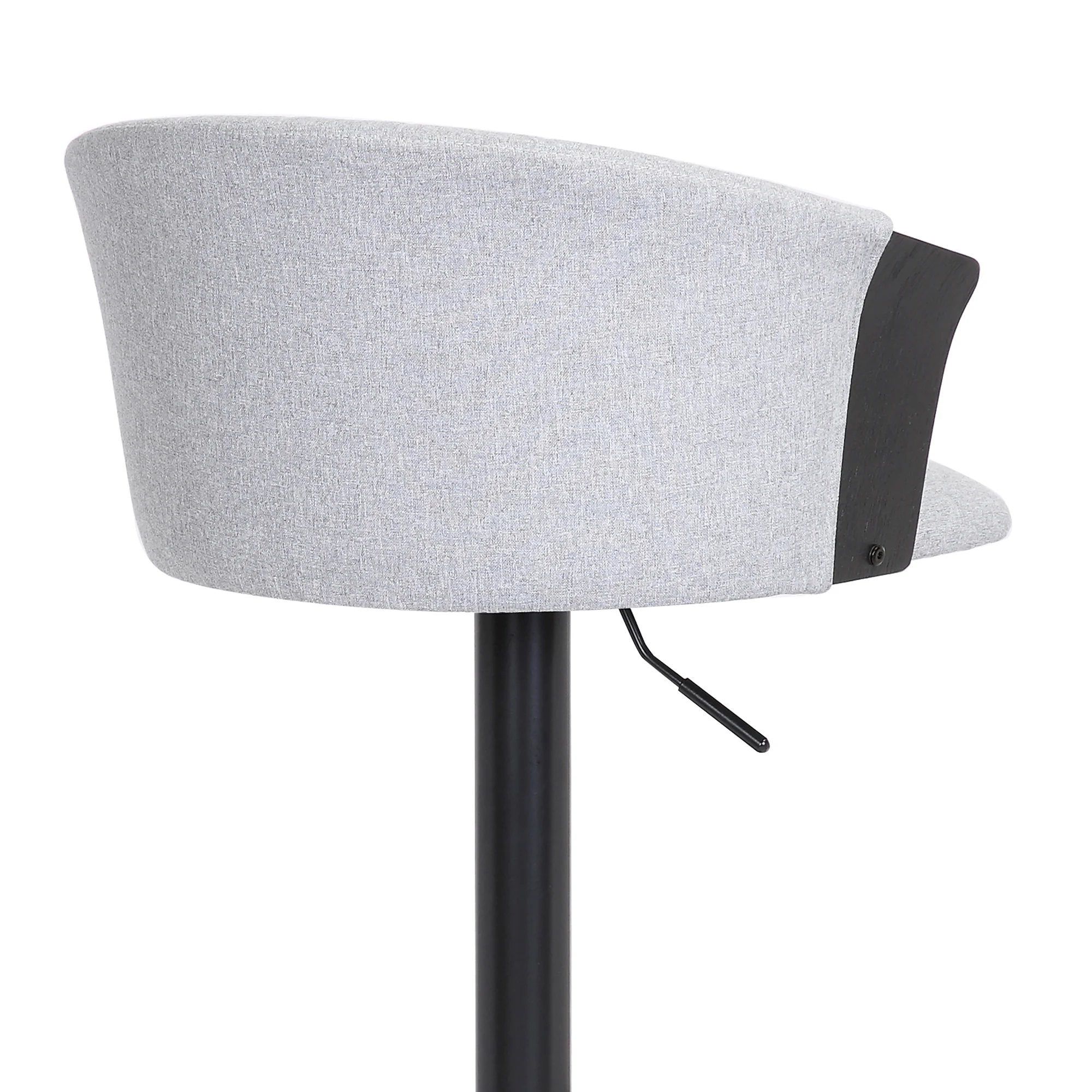 Lydia Adjustable Black Wood Bar Stool in Grey Faux Leather with Black Metal By Armen Living - Image 20