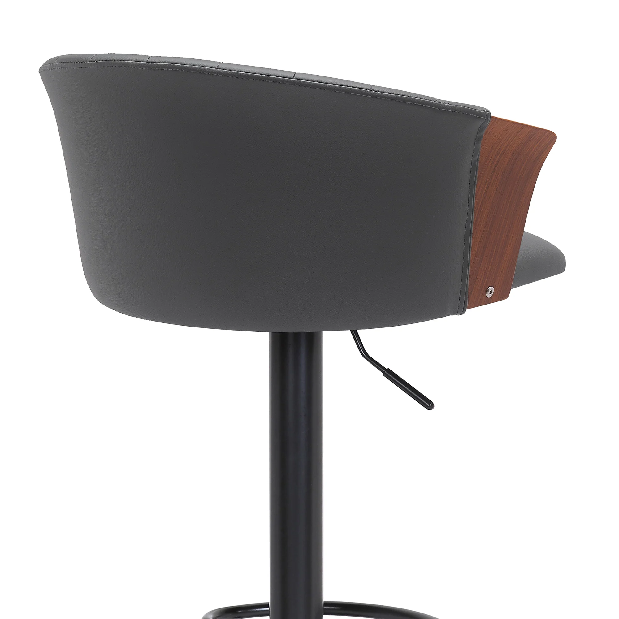 Lydia Adjustable Walnut Wood Bar Stool in Cream Faux Leather with Black Metal By Armen Living - Image 13