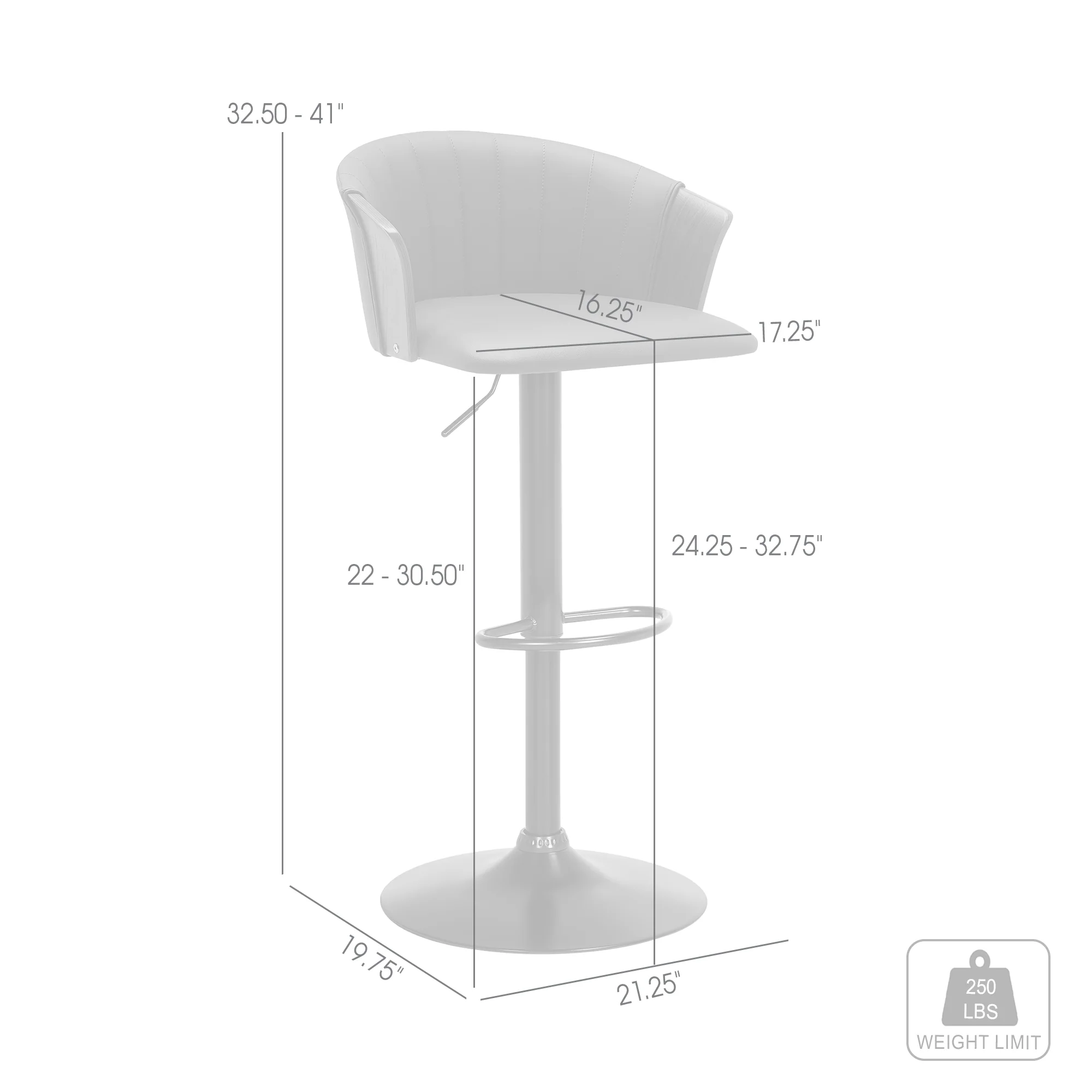 Lydia Adjustable Walnut Wood Bar Stool in Cream Faux Leather with Black Metal By Armen Living - Image 15