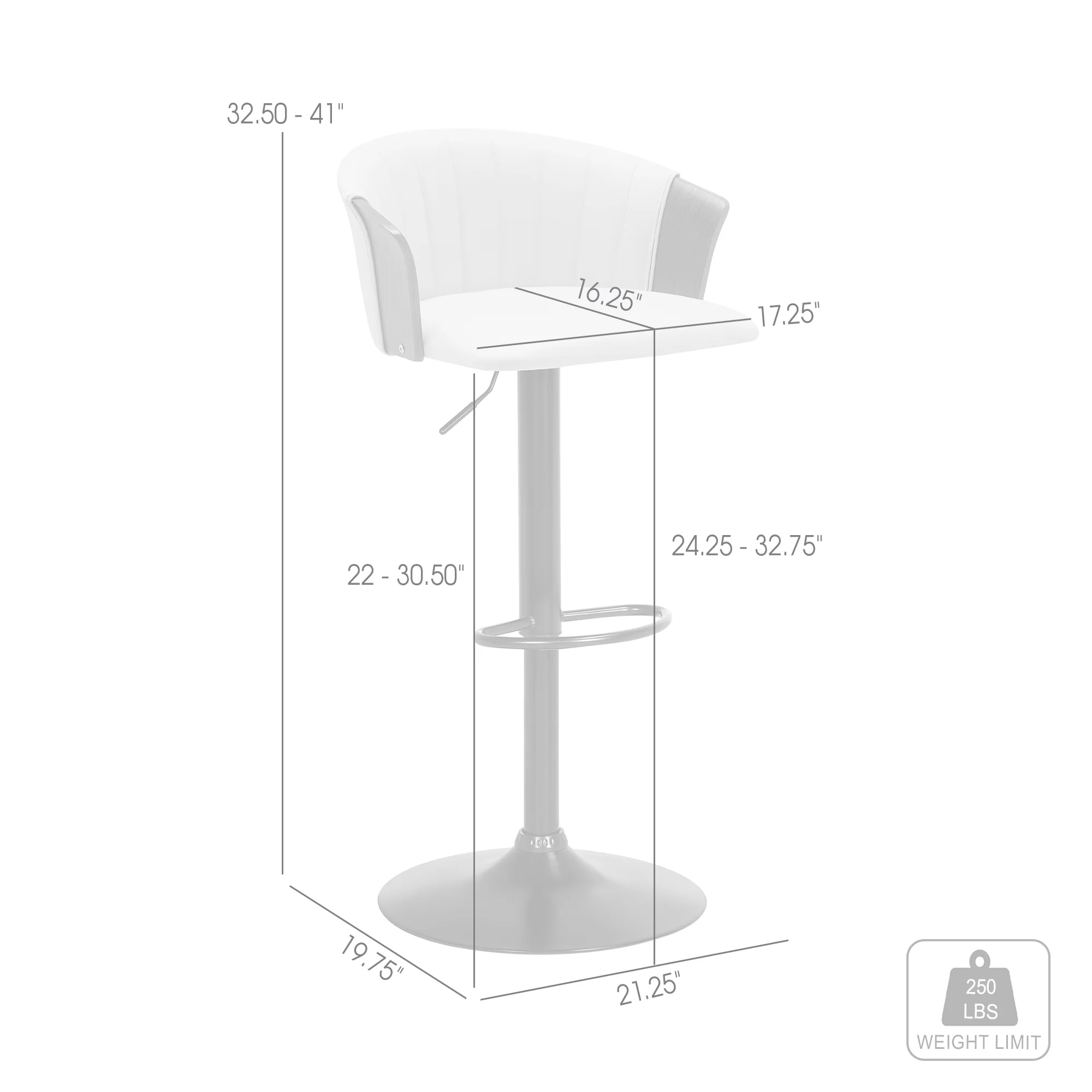 Lydia Adjustable Walnut Wood Bar Stool in Cream Faux Leather with Black Metal By Armen Living - Image 7