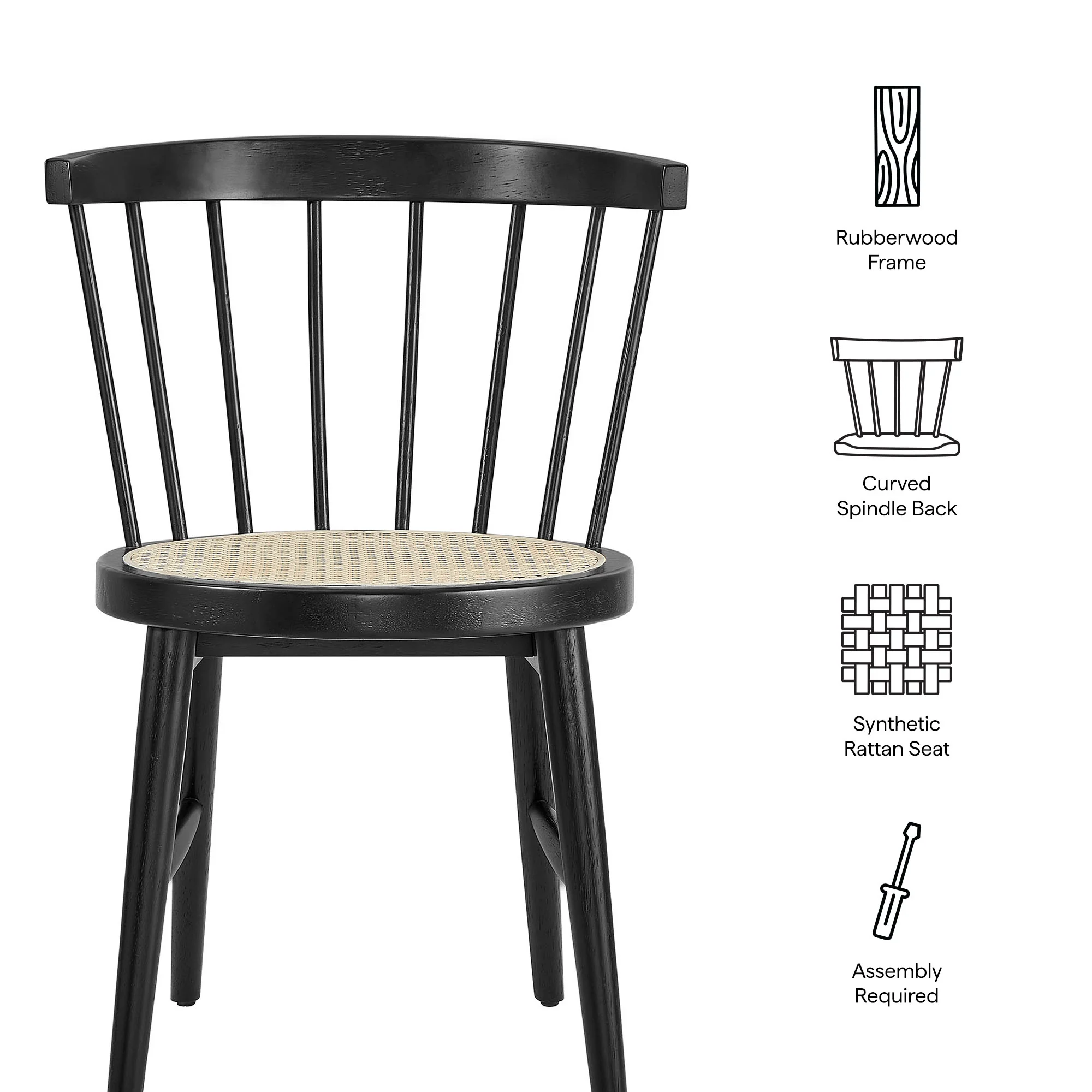 Lykke Curved Spindle Back Dining Chairs Set of 2 by Modway - Image 9