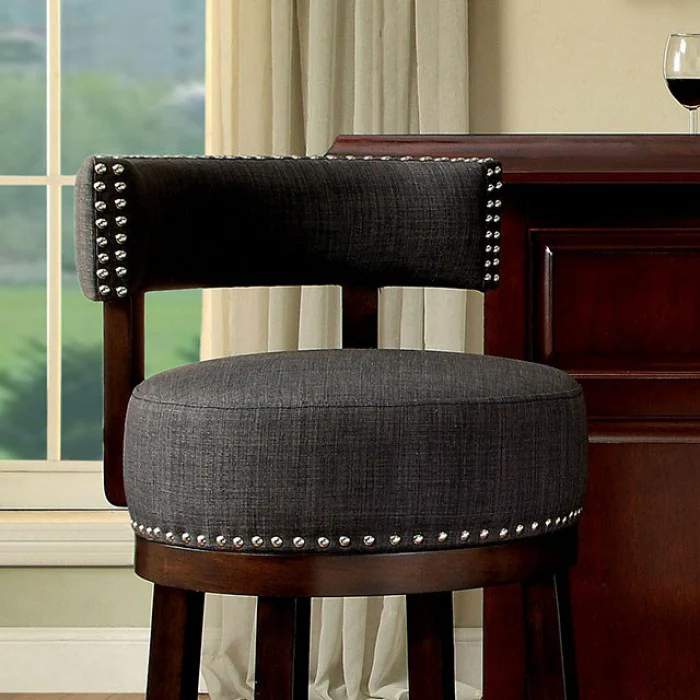 Lynsey 29"Barstool Withlinen Cushion, Gray Finish, Set Of 2 By Benzara - Image 2