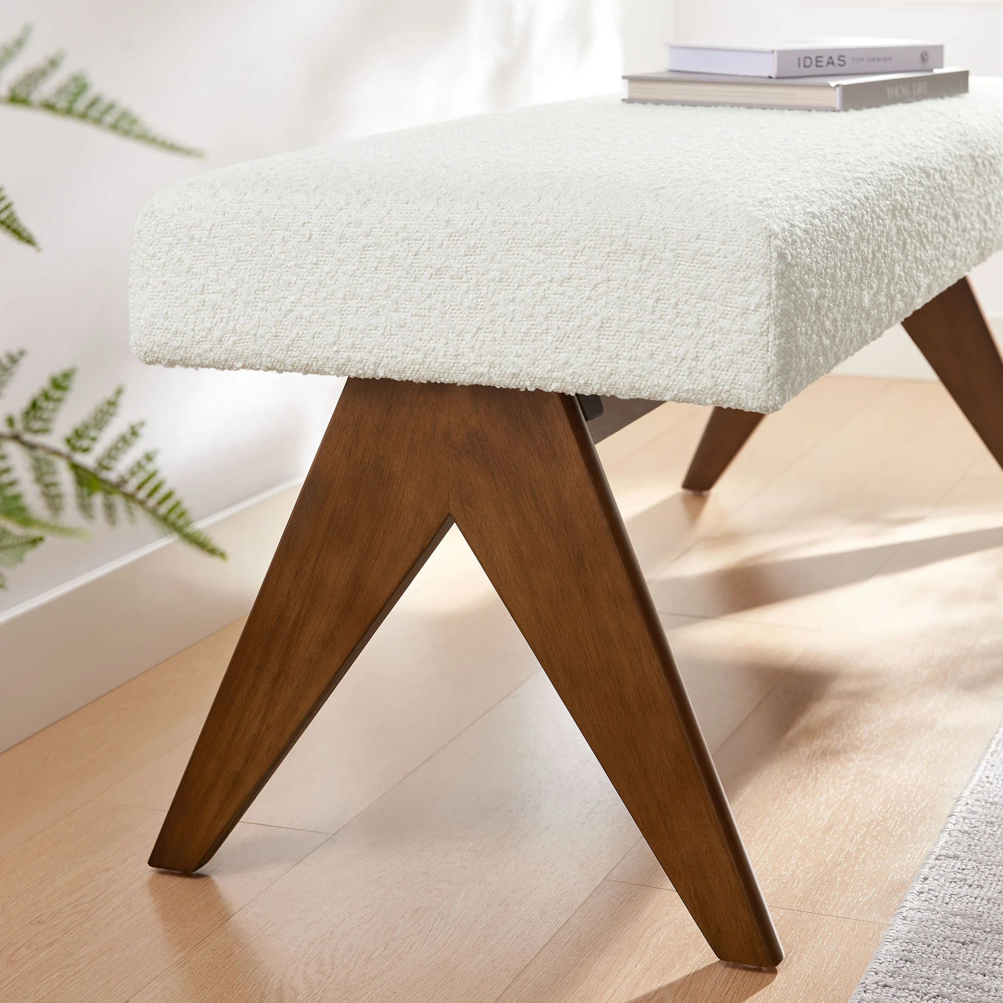 Lyra 47" Boucle Upholstered Bench by Modway - Image 14